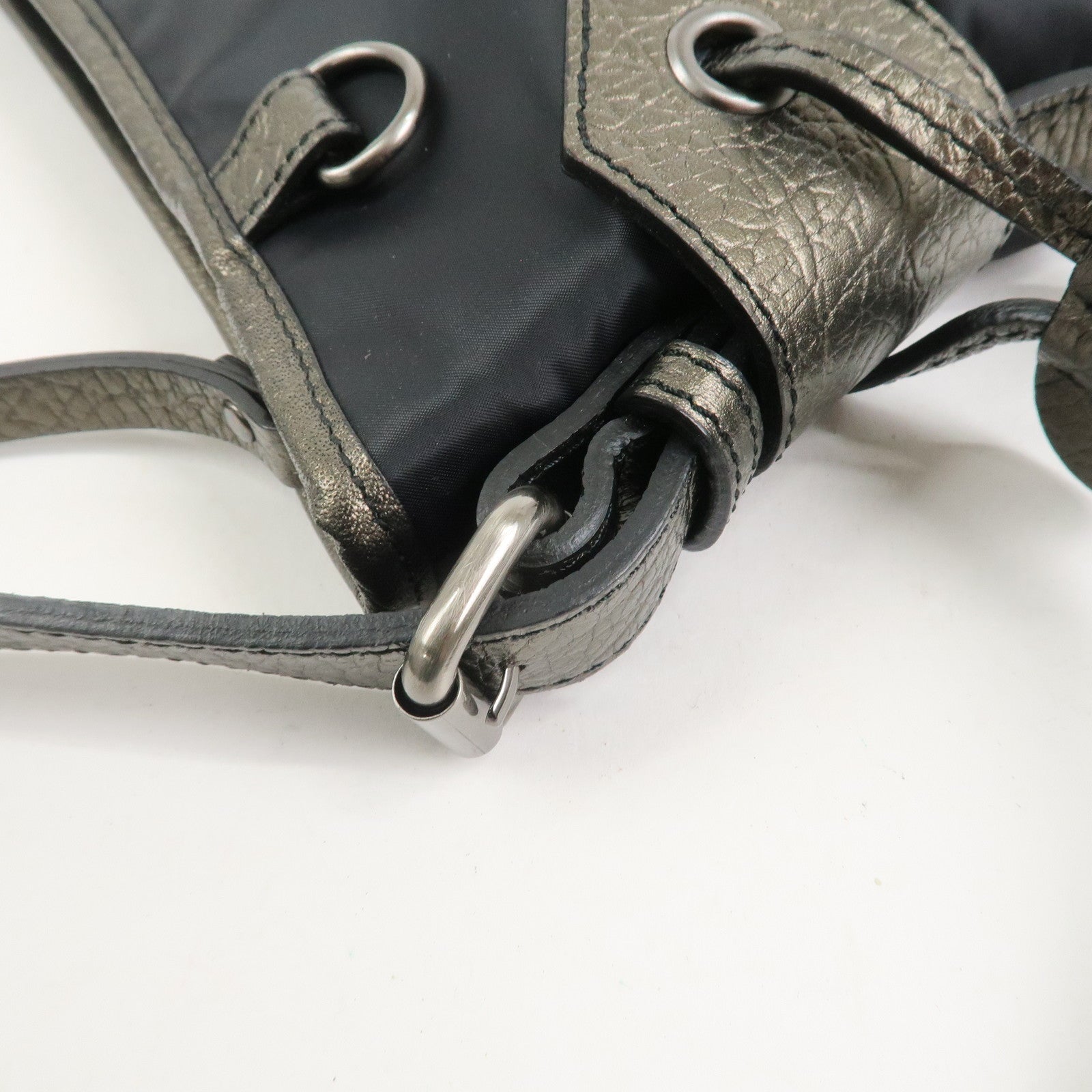 BURBERRY Nylon Leather Shoulder Bag Crossbody Bag Black Bronze