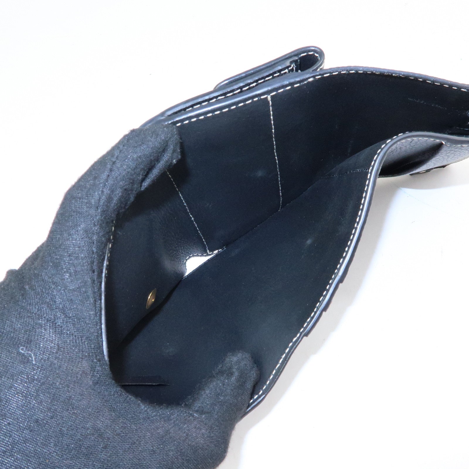 Chloe Darryl Leather Tri-fold Compact Wallet Black