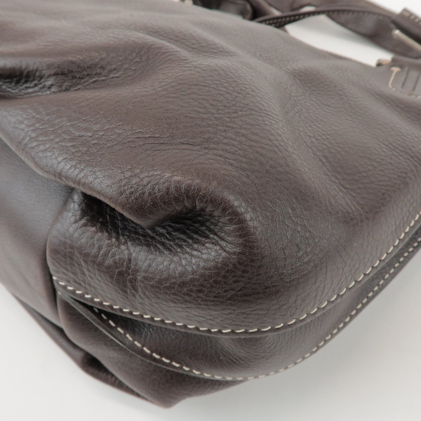 CELINE Bittersweet Leather Shoulder Bag Hand Bag Dark Brown