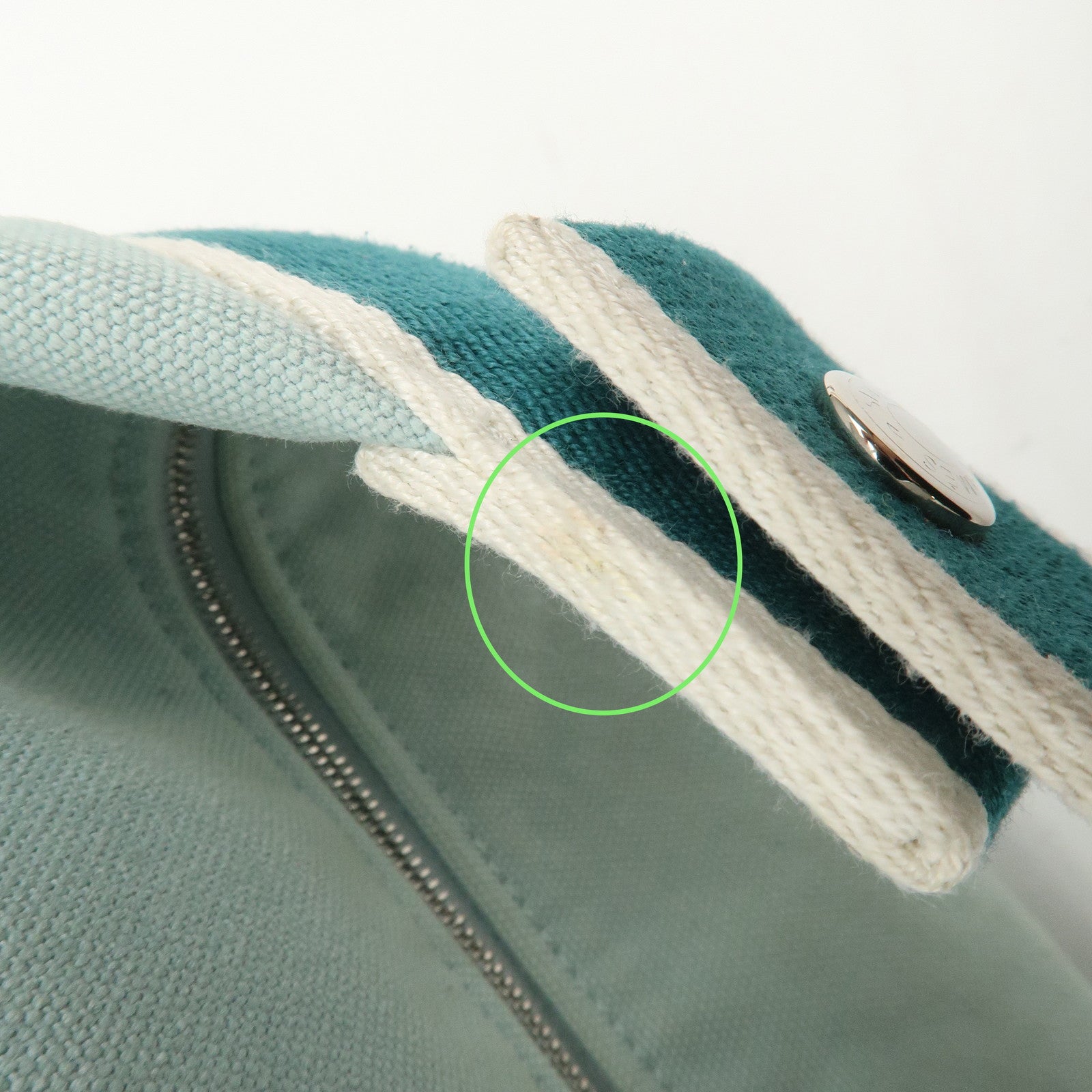 HERMES Bride A Brac GM Canvas Leather Hand Bag Pouch Light Blue