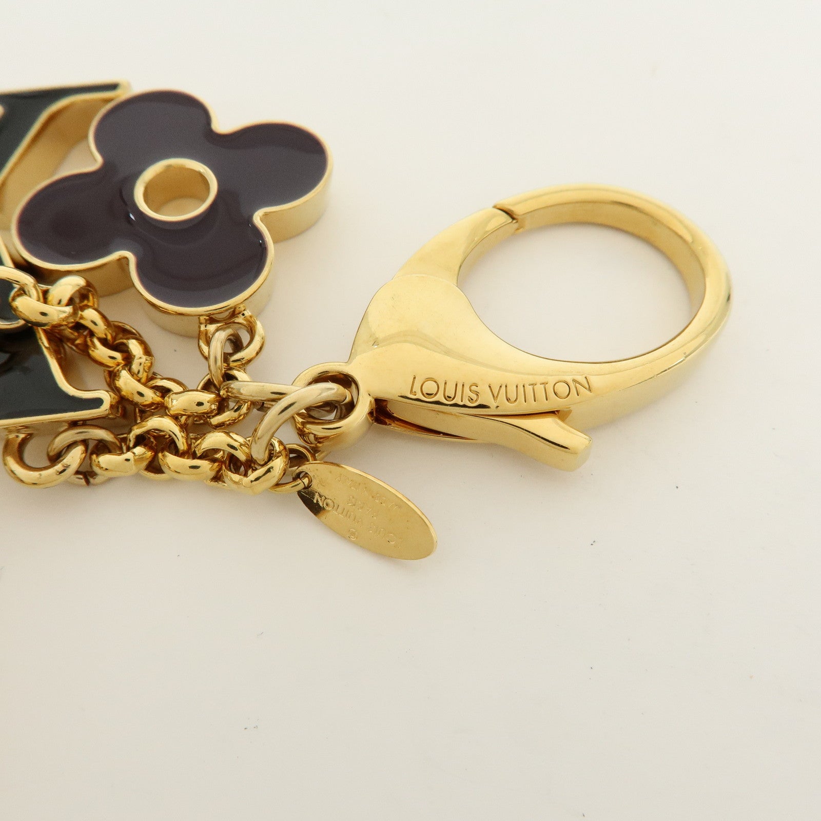 Louis Vuitton Fleur de Monogram Key Chain Bag Charm Gold M67119