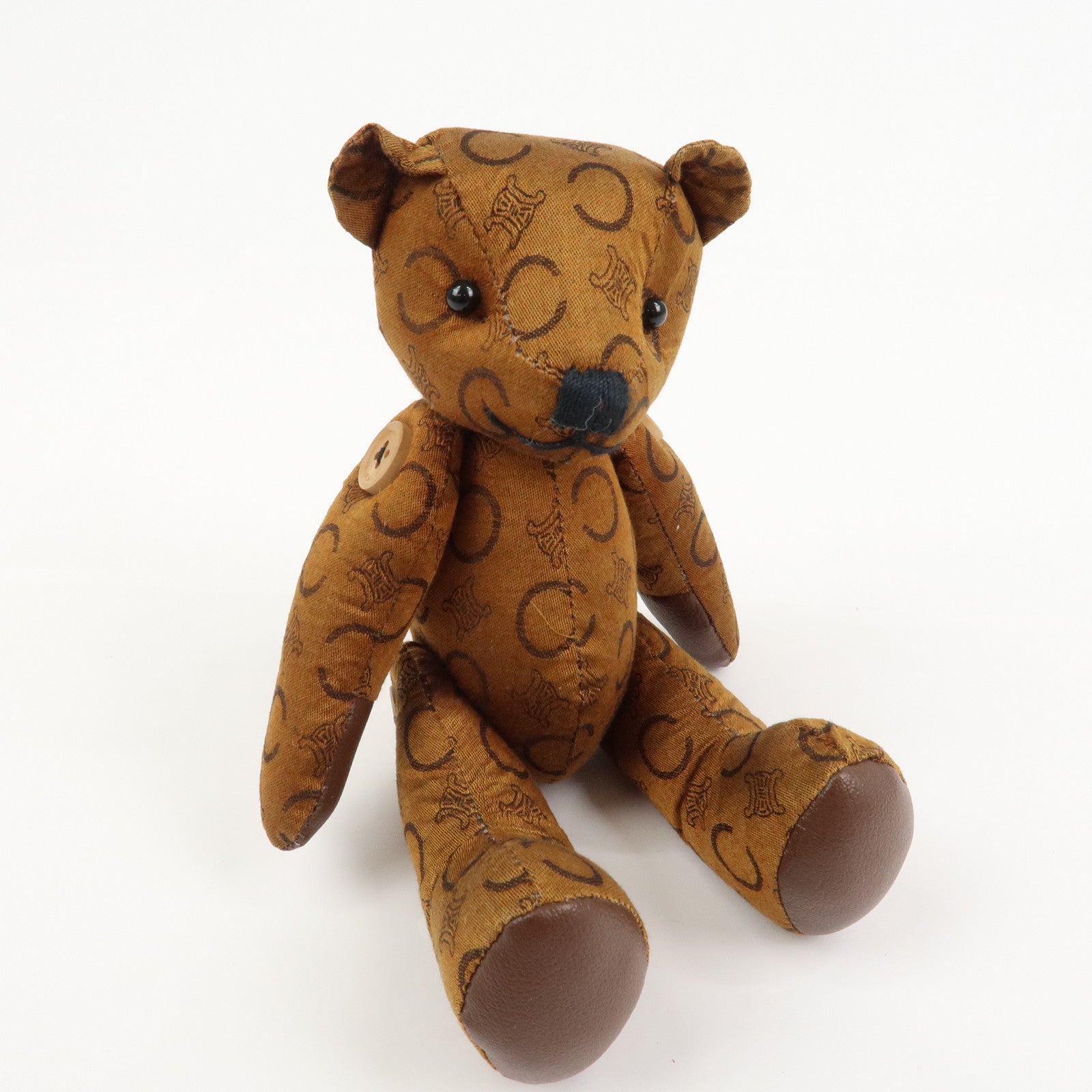 CELINE C Macadam Canvas Leather Teddy Bear Stuffed Animal Brown