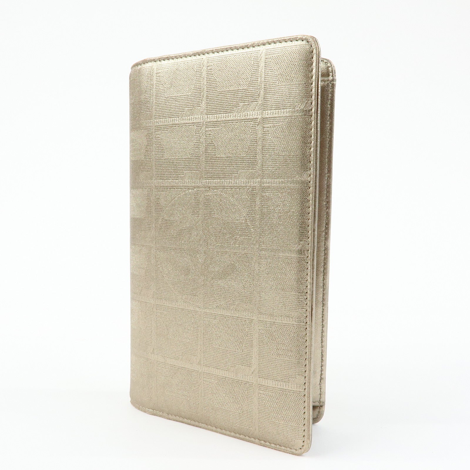 CHANEL New Travel Line Nylon Jacquard Long Wallet Gold