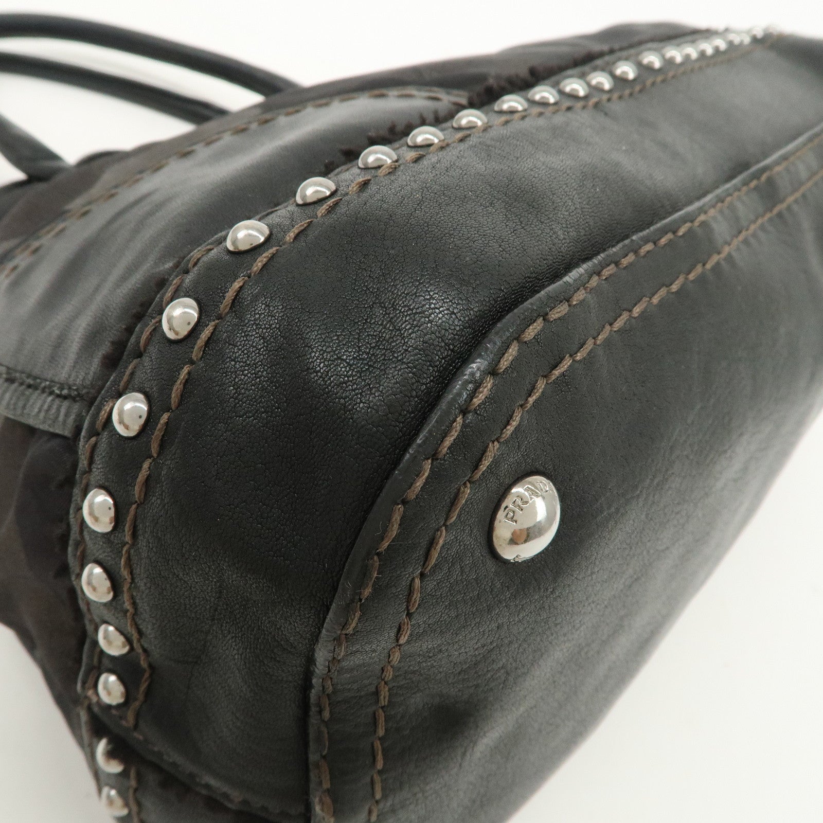 PRADA Nylon Leather 2Way Hand Shoulder Bag Black Camouflage BL0688