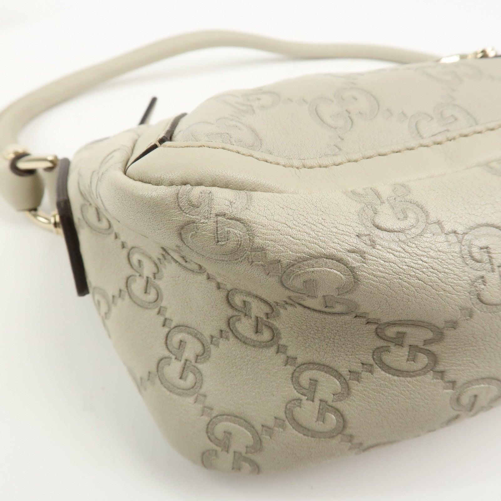 GUCCI Abbey Guccissima Leather Shoulder Bag Hand Bag Ivory 130939
