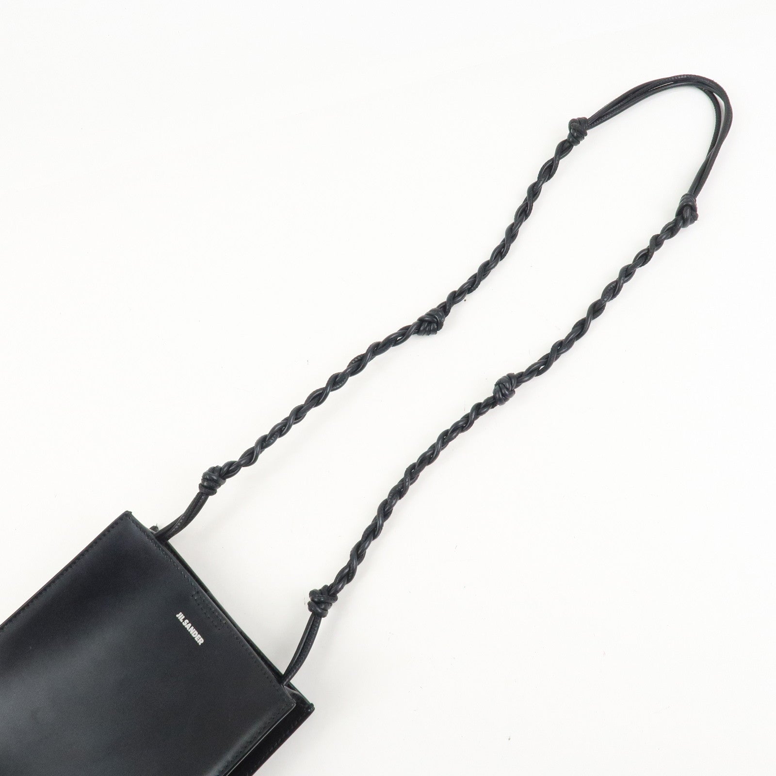 JIL SANDER Tangle Small Logo Leather Shoulder Bag Hand Bag Black