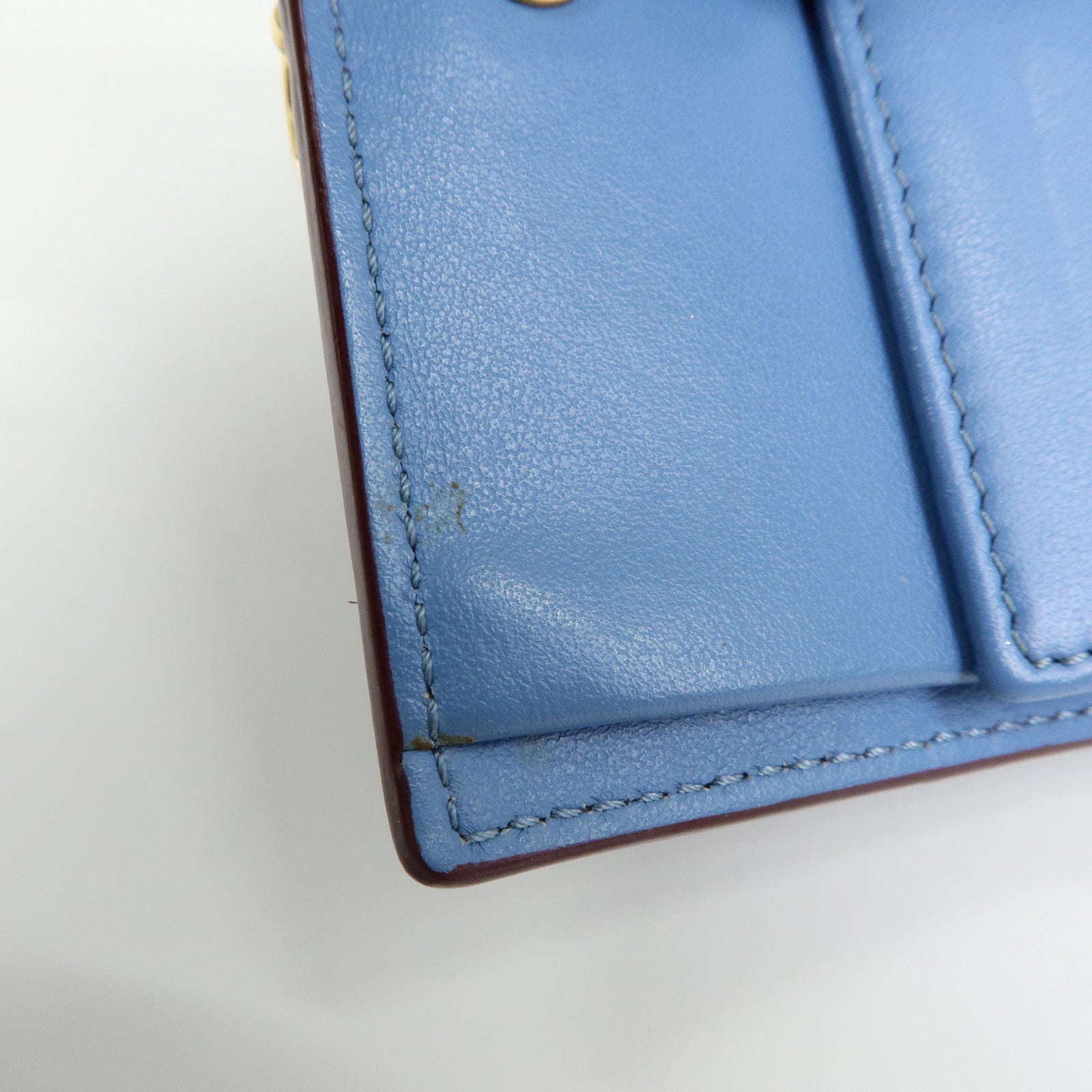 FENDI F is FENDI Leather Bi-fold Compact Wallet Gray 8M0387