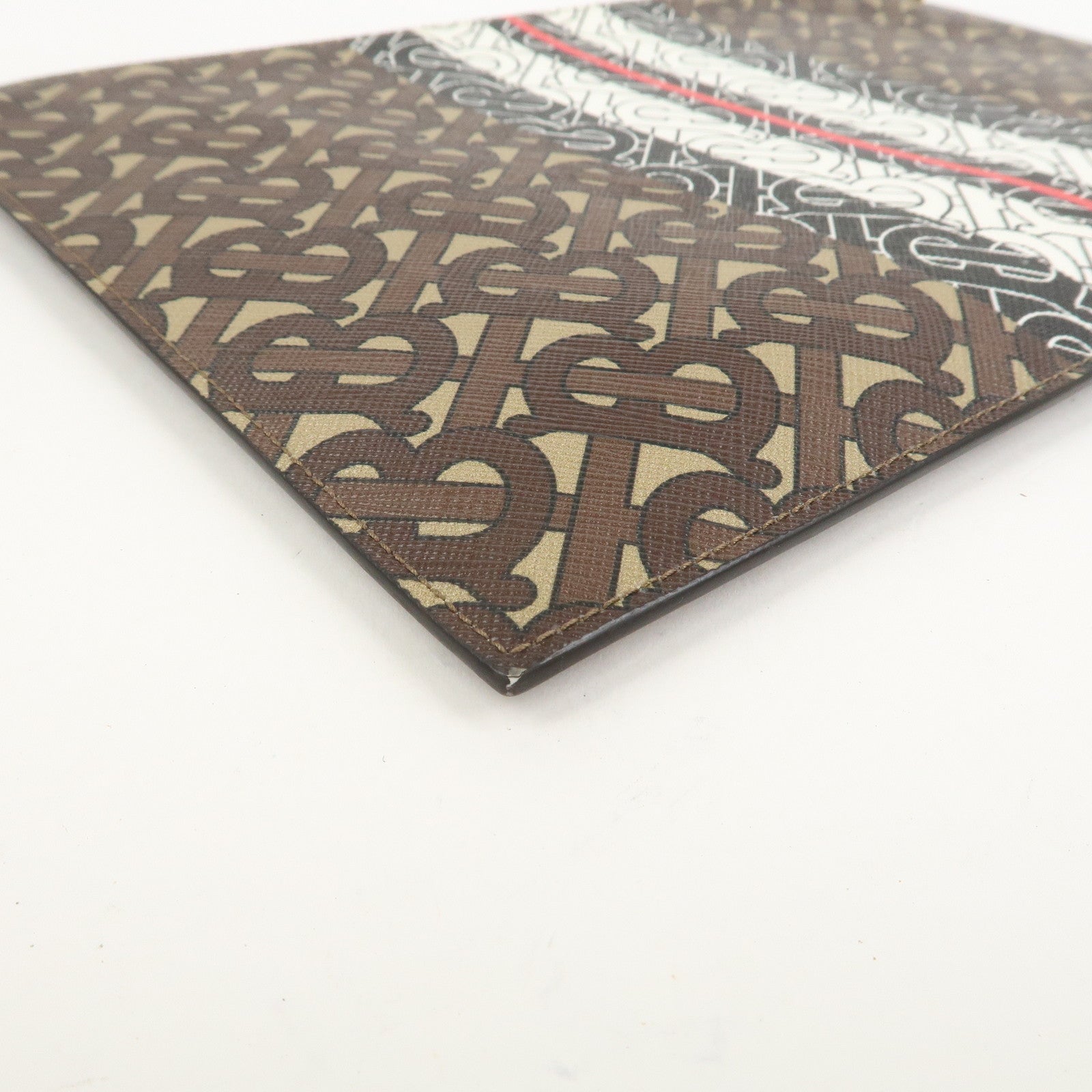 BURBERRY Monogram E Canvas Clutch Bag Pouch Brown