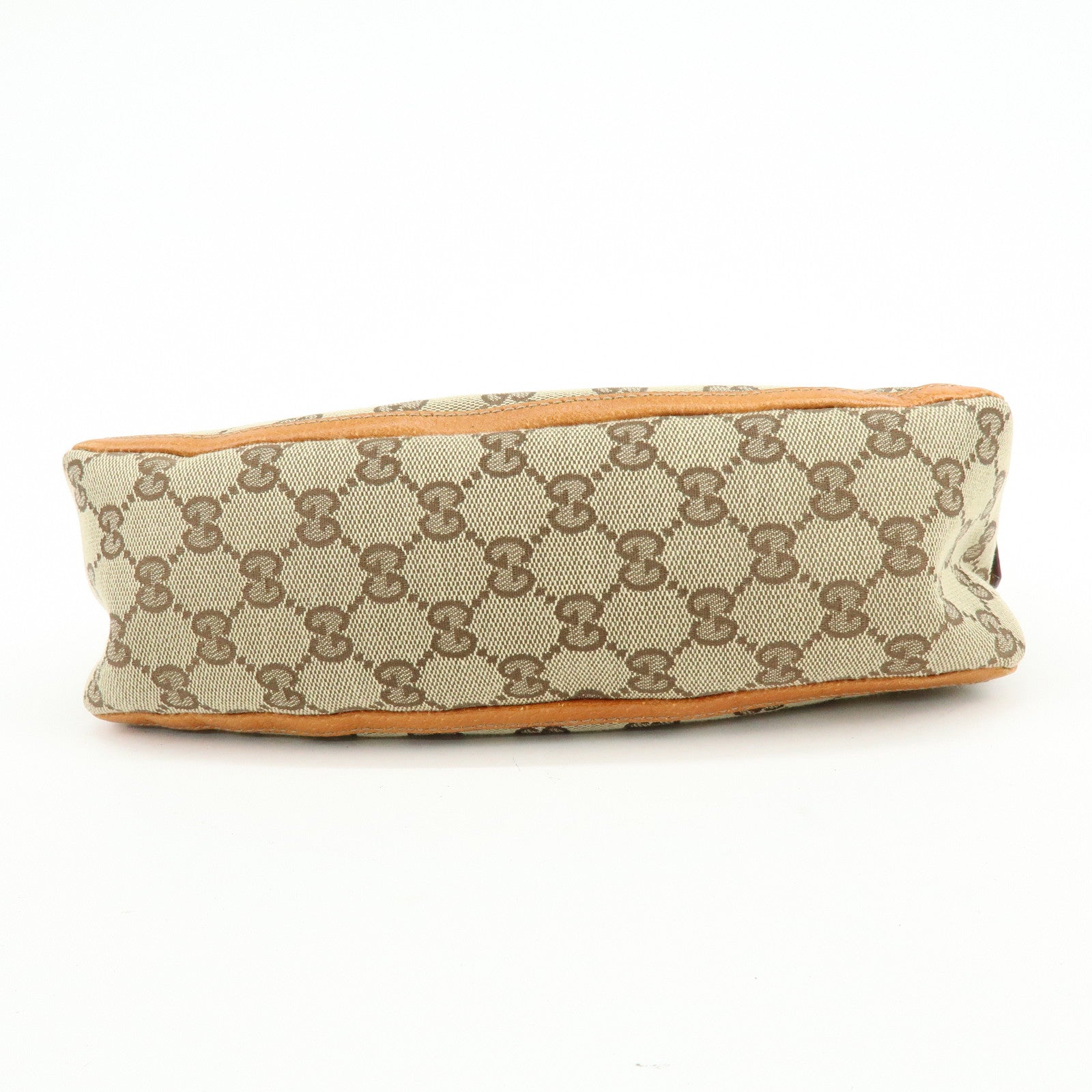 GUCCI Abbey GG Canvas Leather Shoulder Hand Bag Beige Orange 130939