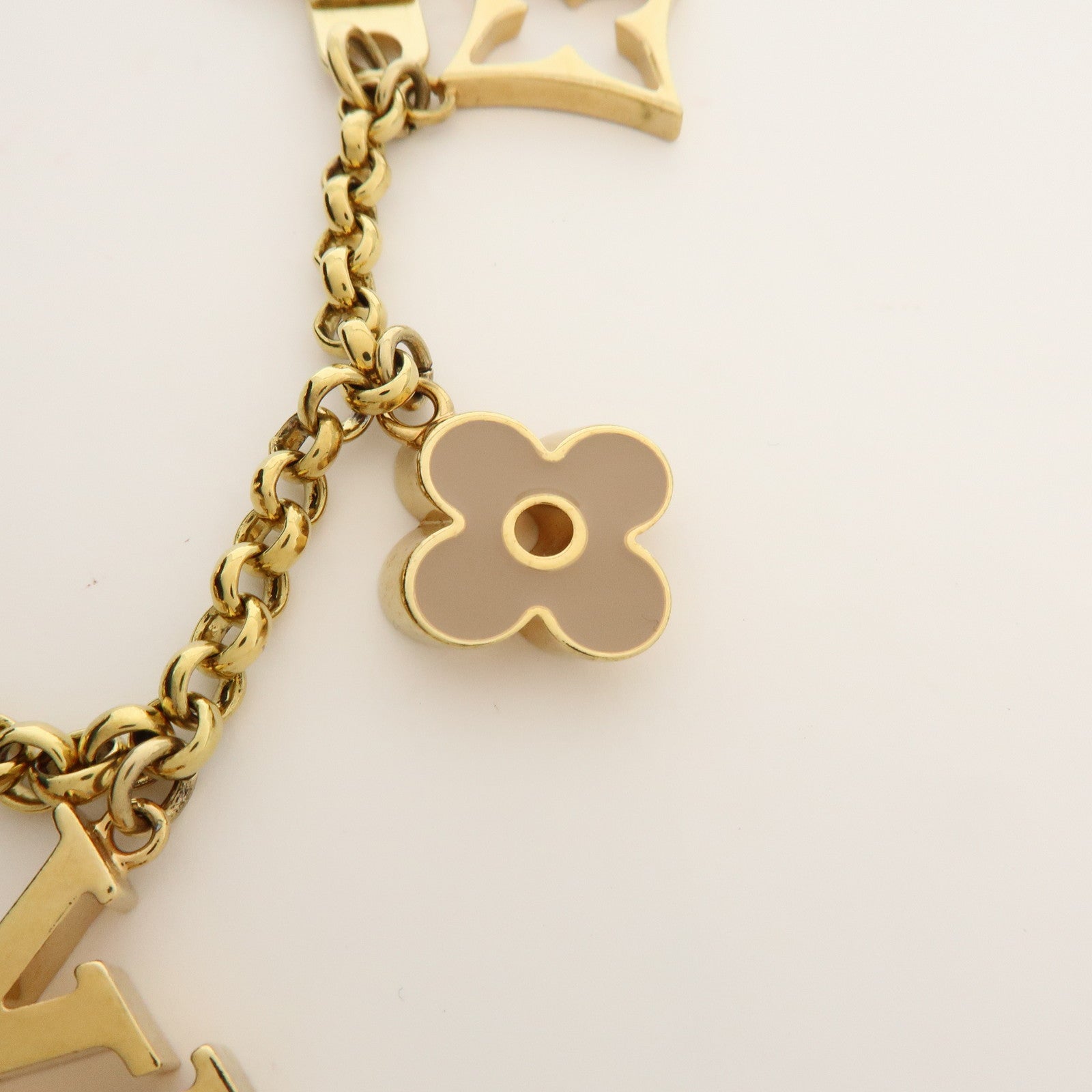 Louis Vuitton Fleur de Monogram Bag Charm Key Chain Gold M65111