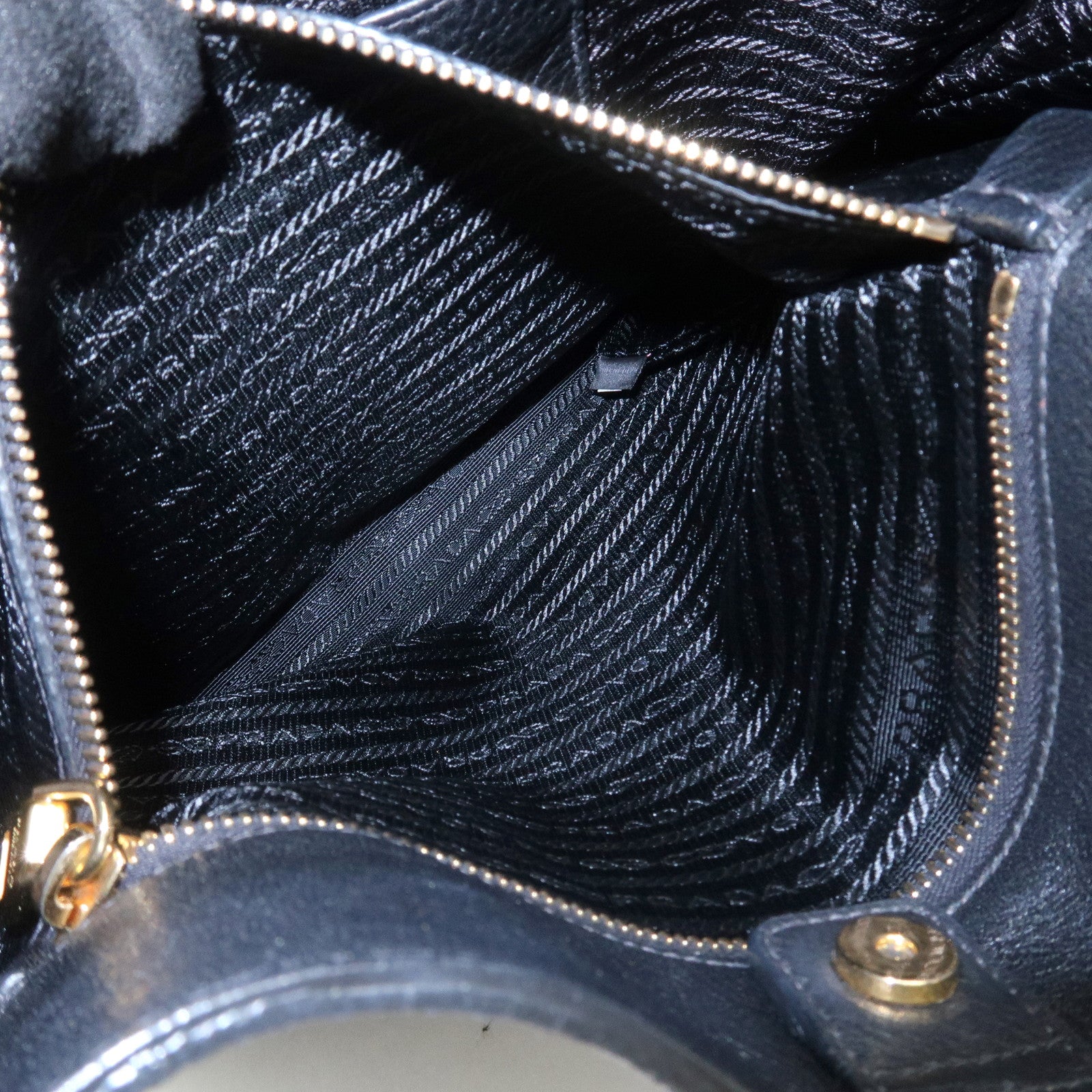 PRADA Logo Leather Shoulder Bag Hand Bag Black