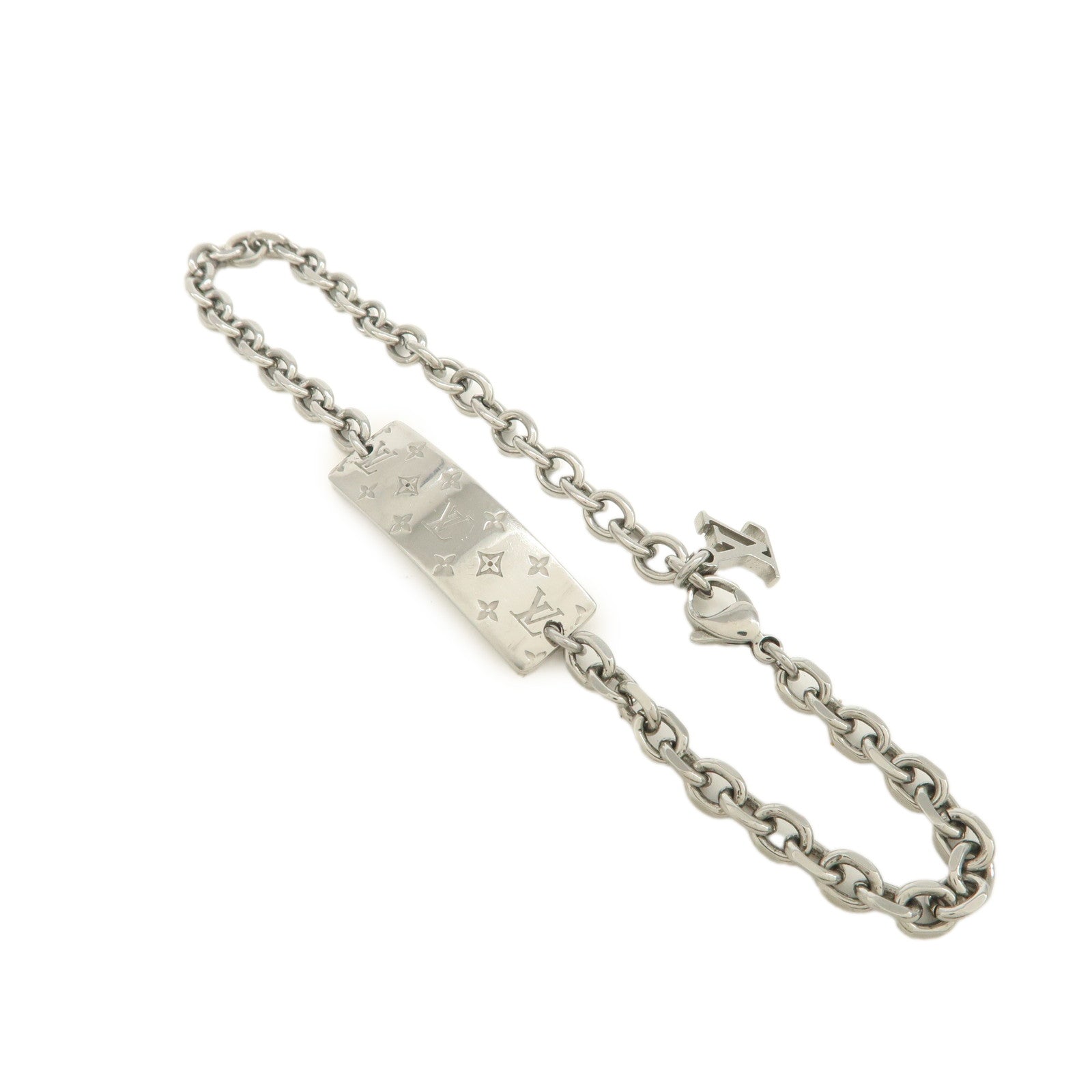 Louis Vuitton Monogram Metal Bracelet Bold Silver M00681