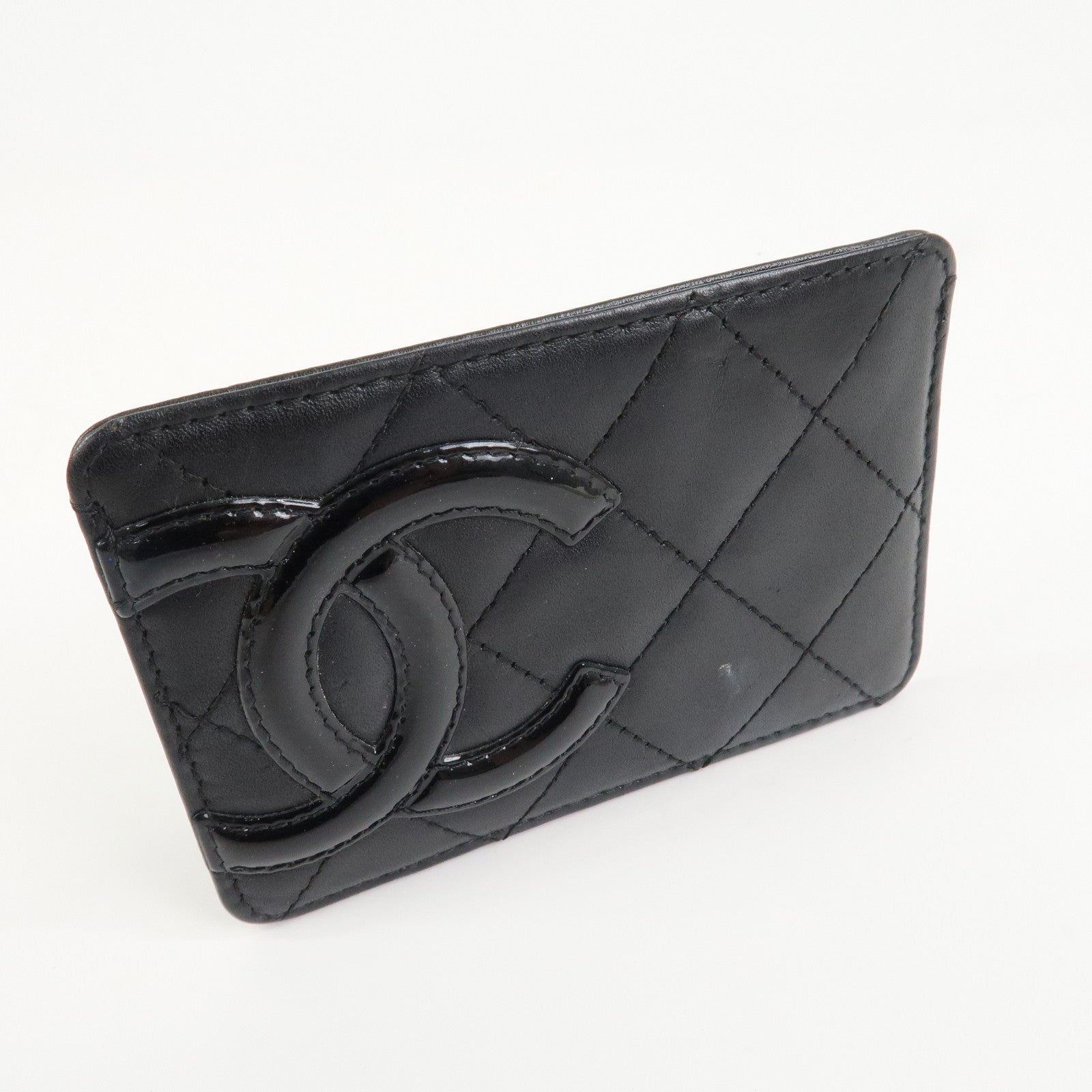 CHANEL Cambon Line Matelasse COCO Mark Card Case Black A26725