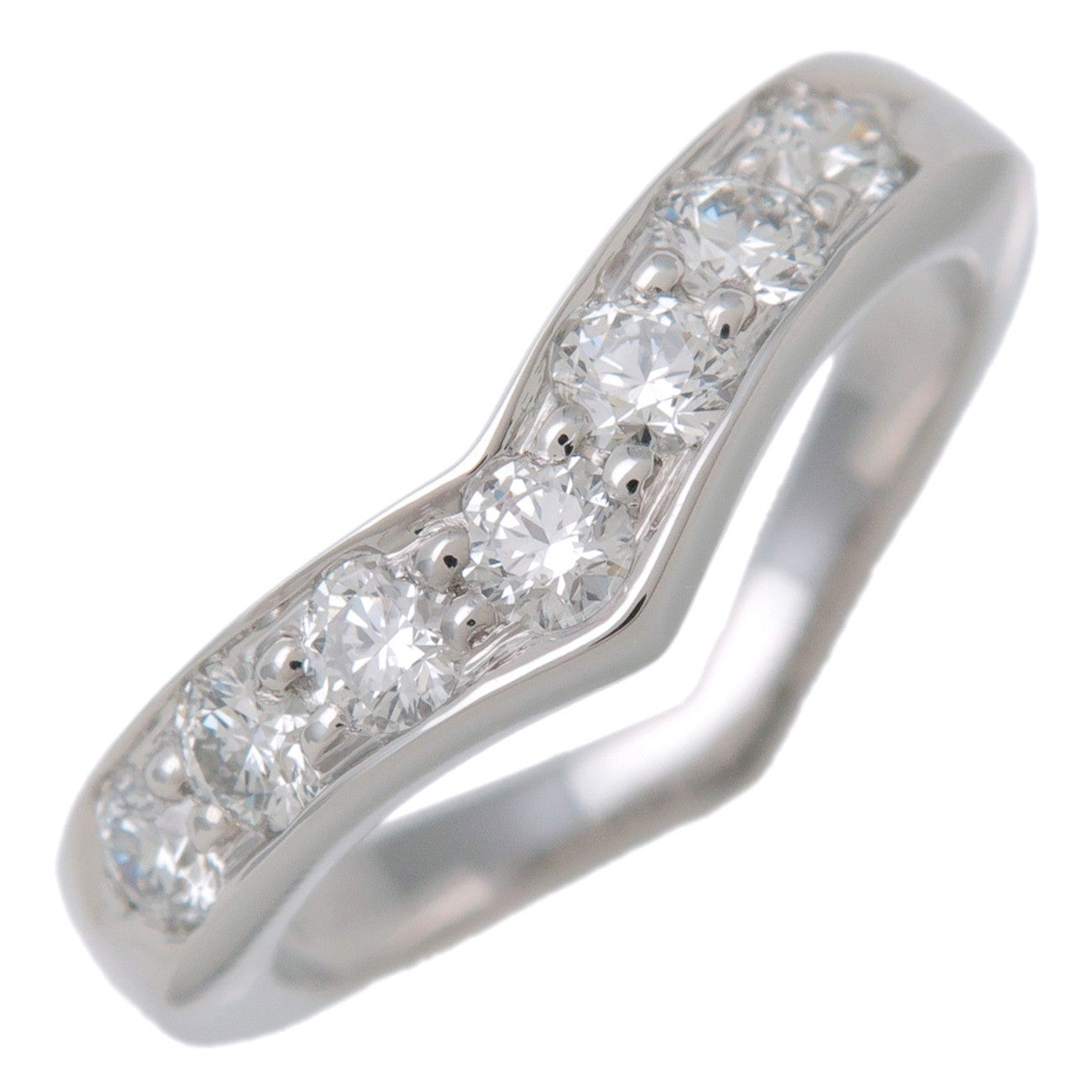 Tiffany & Co V Band Diamond Ring PT950 Platinum US3.5-4 EU46 HK7.5