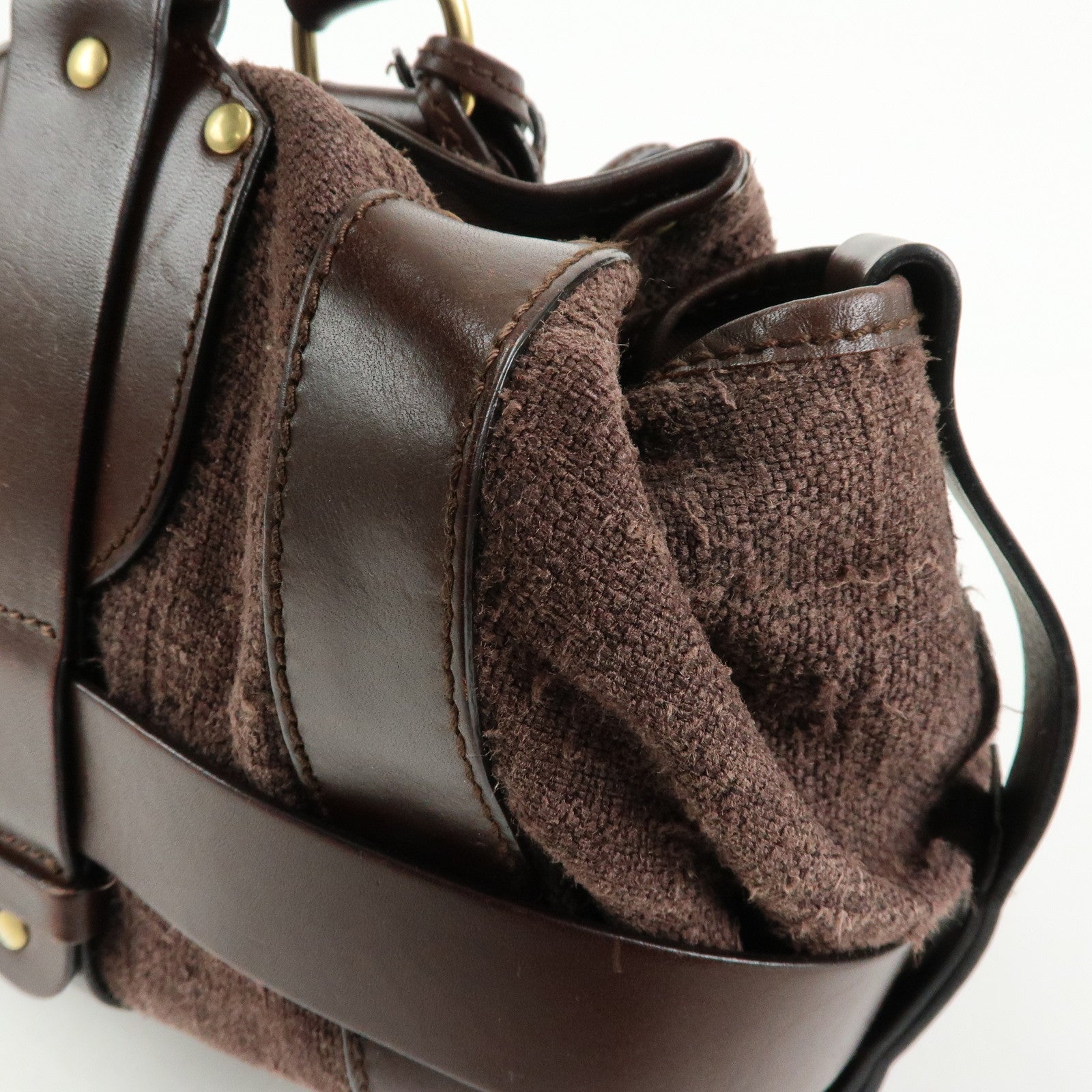 Chloe Kerala Canvas Leather Boston Bag Hand Bag Brown