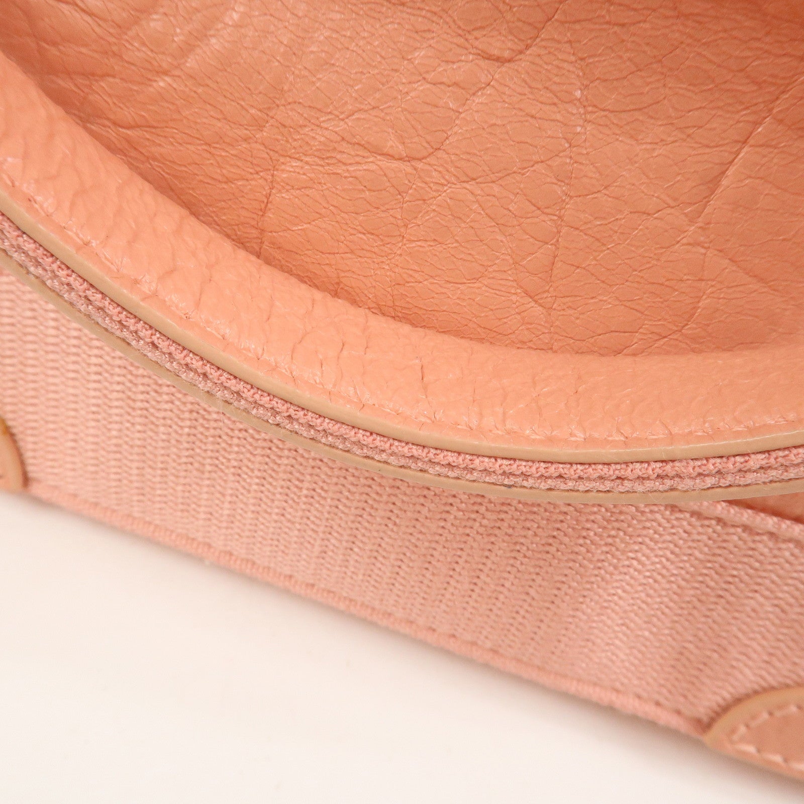 BALENCIAGA Navy Cabas M Canvas Leather Tote Bag Hand Bag Pink