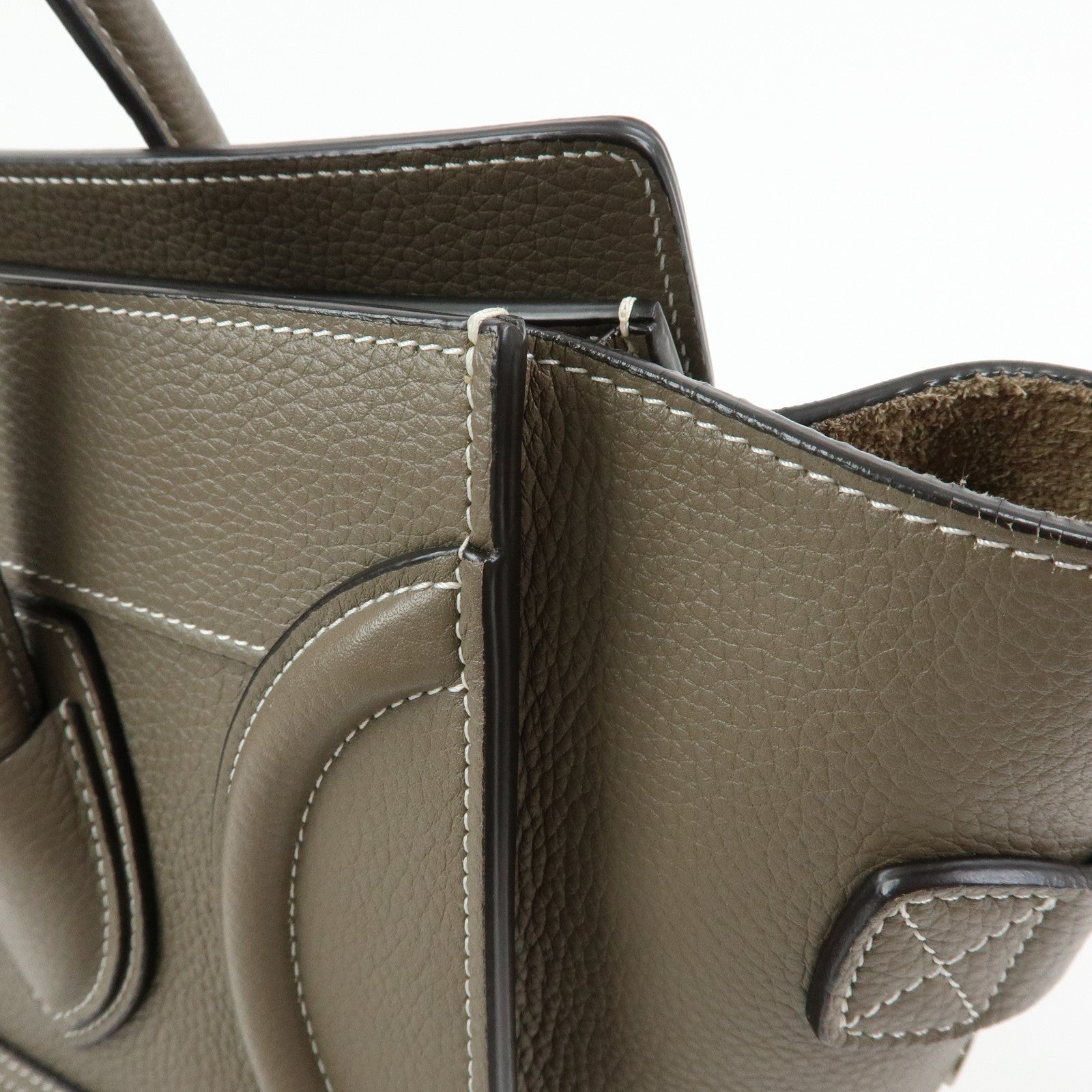 CELINE Luggage Micro Shopper Calf Leather Hand Bag Gray