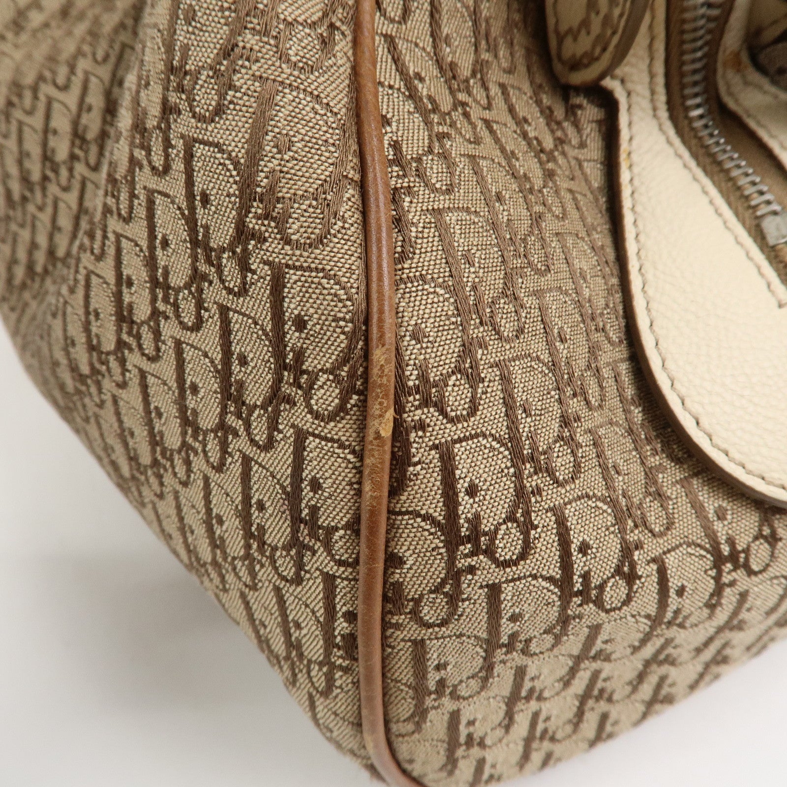 Christian Dior Trotter Canvas Leather Hand Bag Shoulder Bag Brown