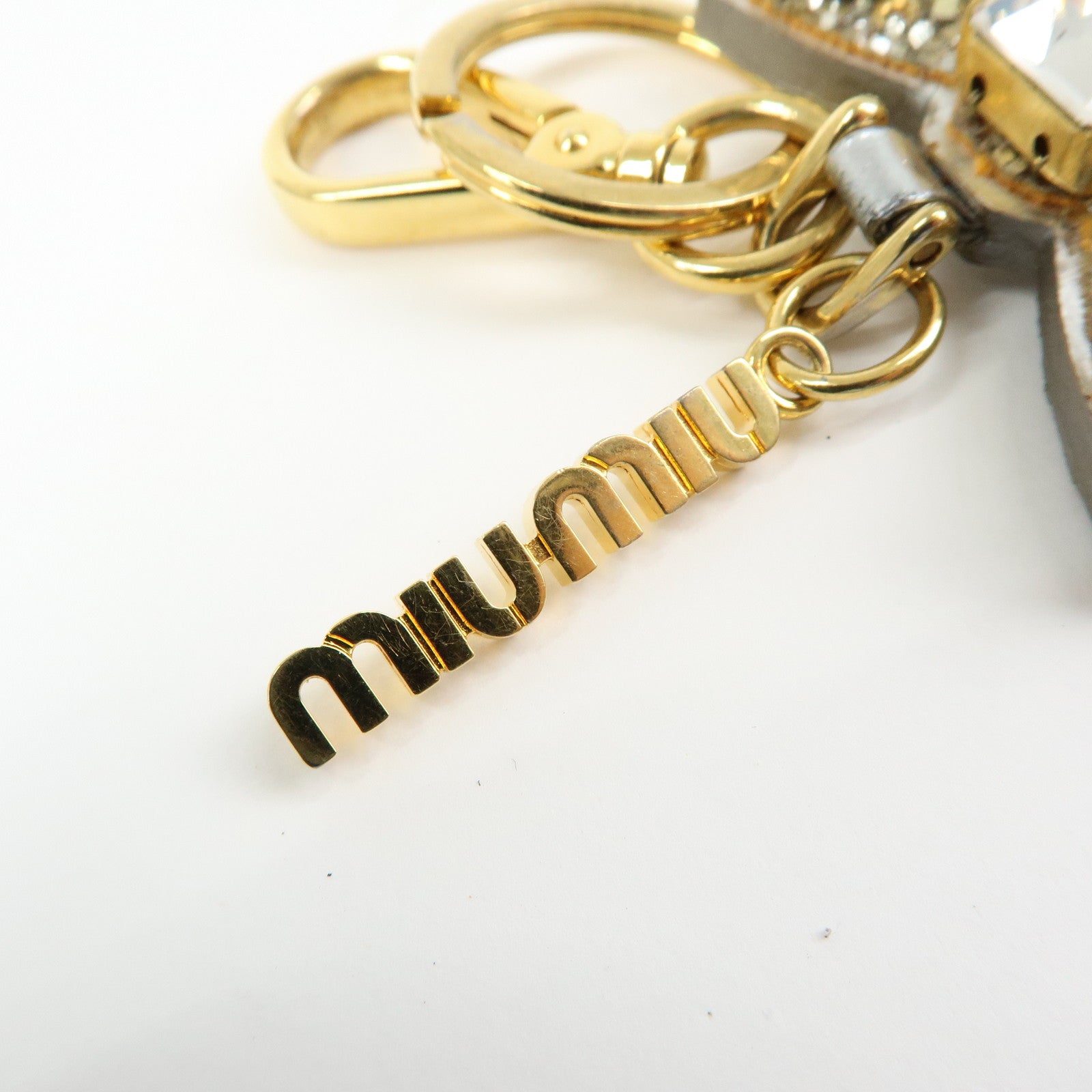 MIU MIU Leather Ribbon Motif Bijou Bag Charm Key Chain 5ARH76