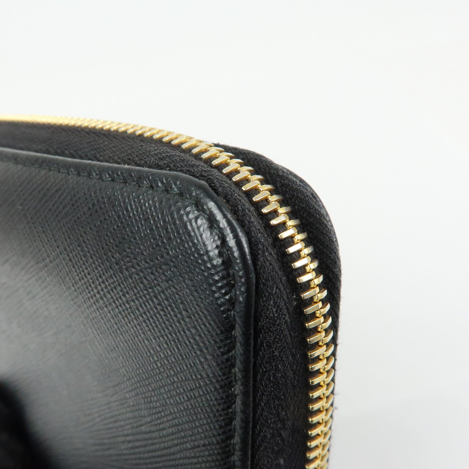 PRADA Logo Saffiano Leather Round Zippy Long Wallet Black 1ML506