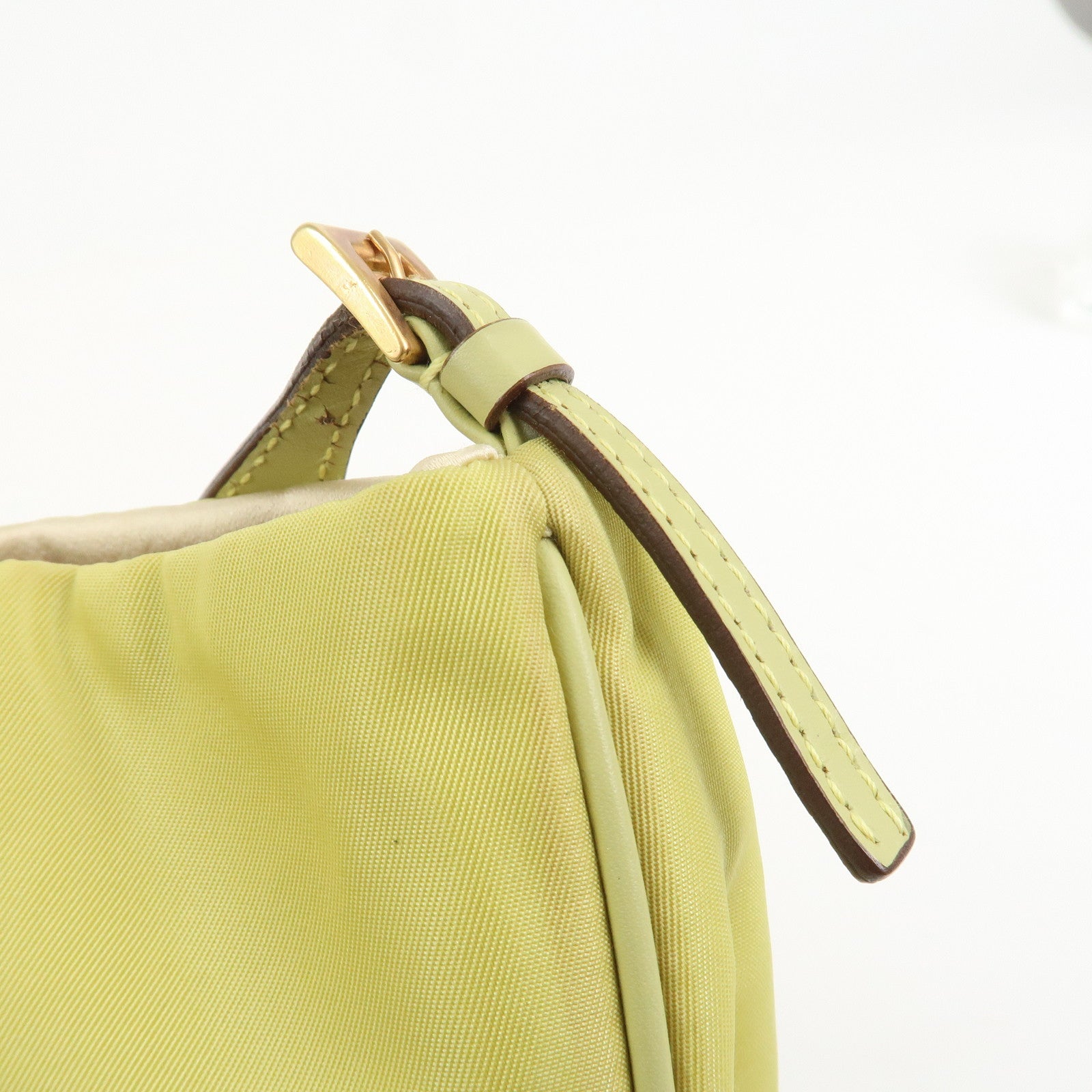 PRADA Triangle Logo Nylon Leather Shoulder Bag Yellow BR0107