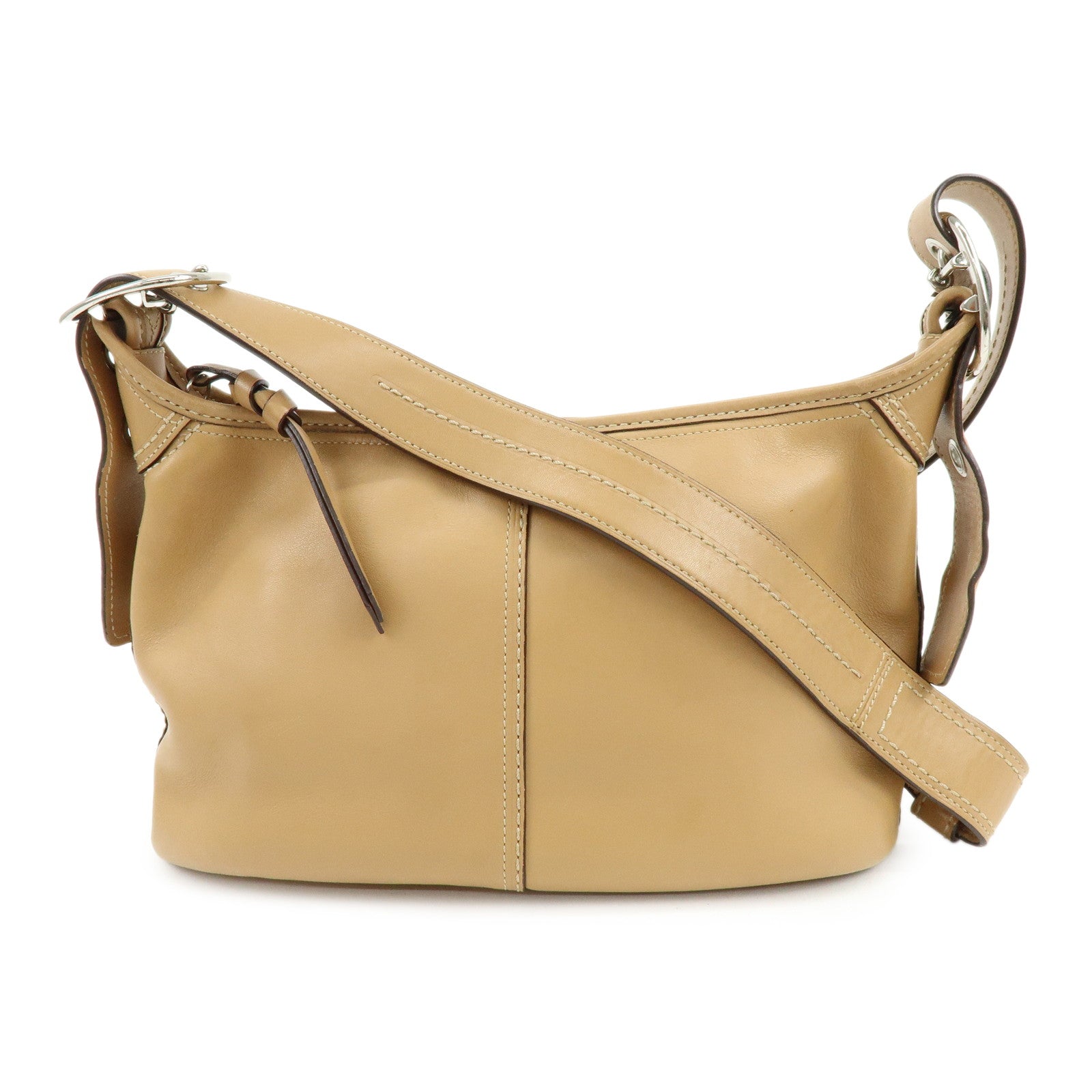 COACH Leather Shoulder Bag Light Brown