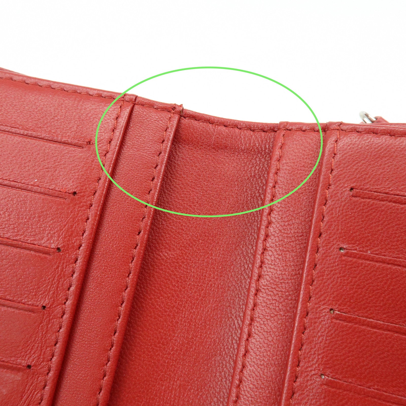 CHANEL Camellia COCO Mark Lamb Skin Bi-fold Compact Wallet Red