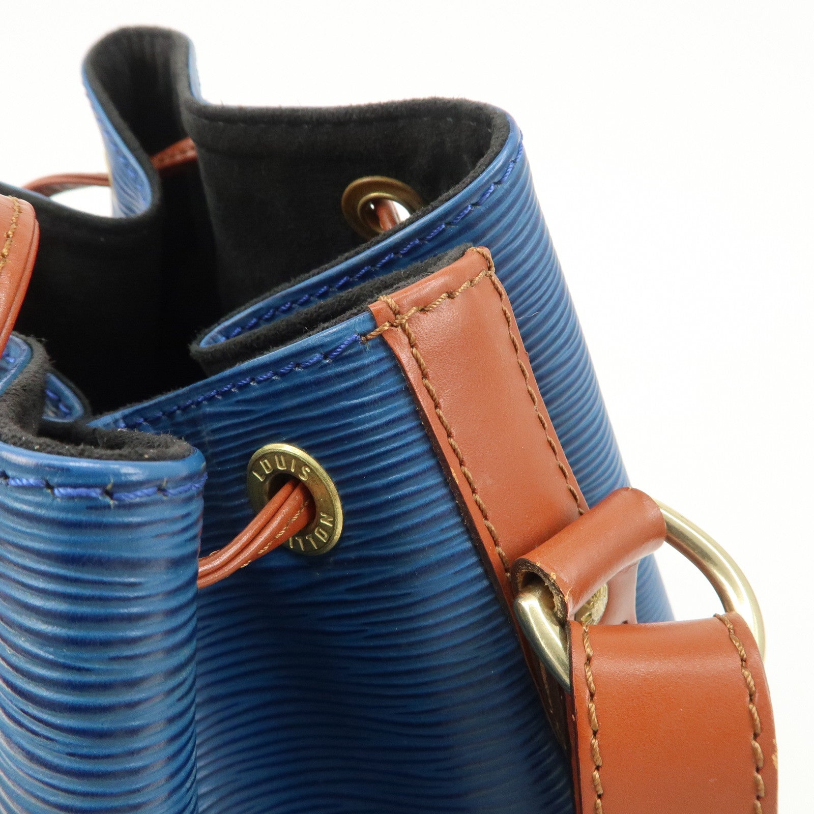 Louis Vuitton Epi Petit Noe Shoulder Bag Bi-Color Blue Kenya Brown Used