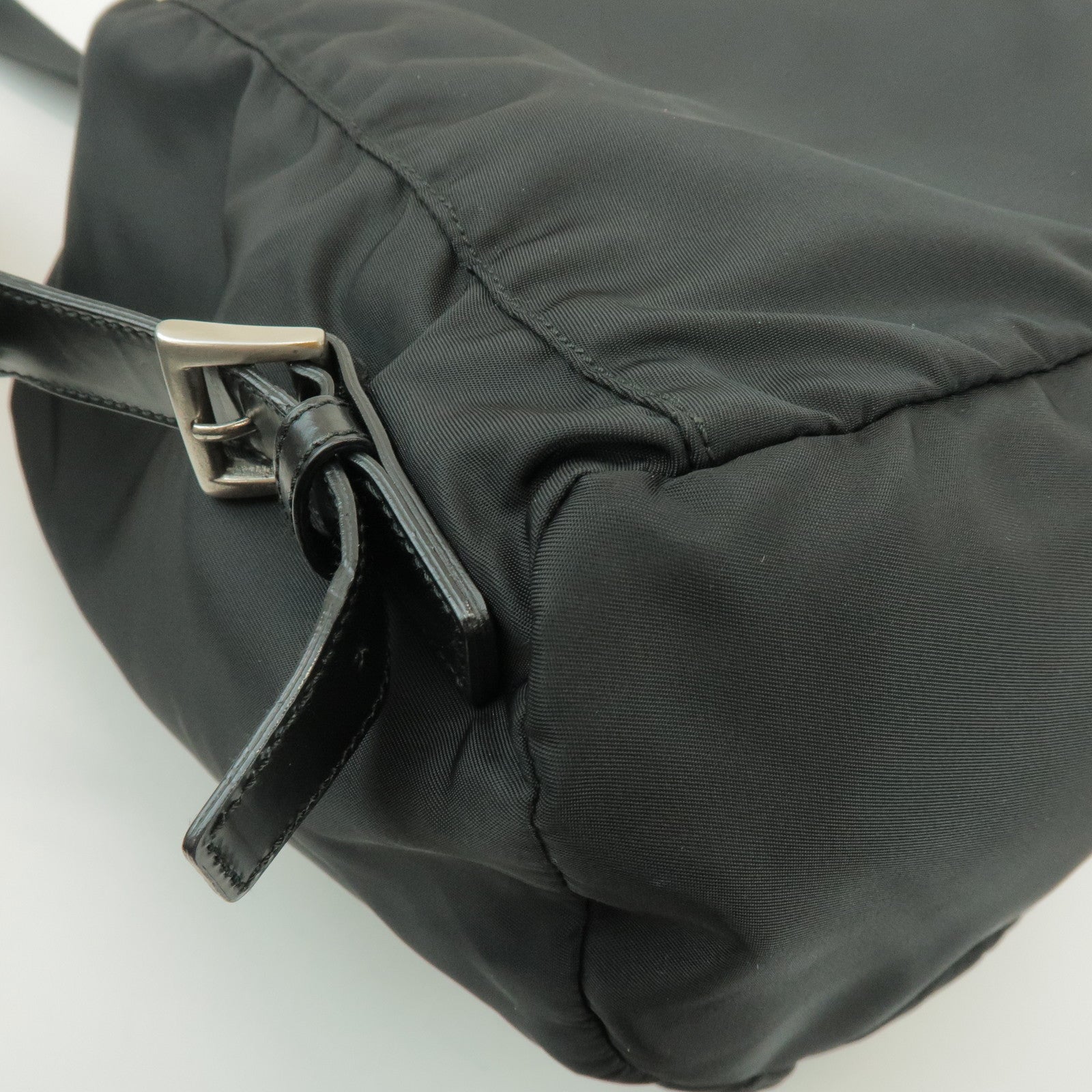 PRADA Triangle Logo Nylon Leather Backpack Rucksack Black B4650F