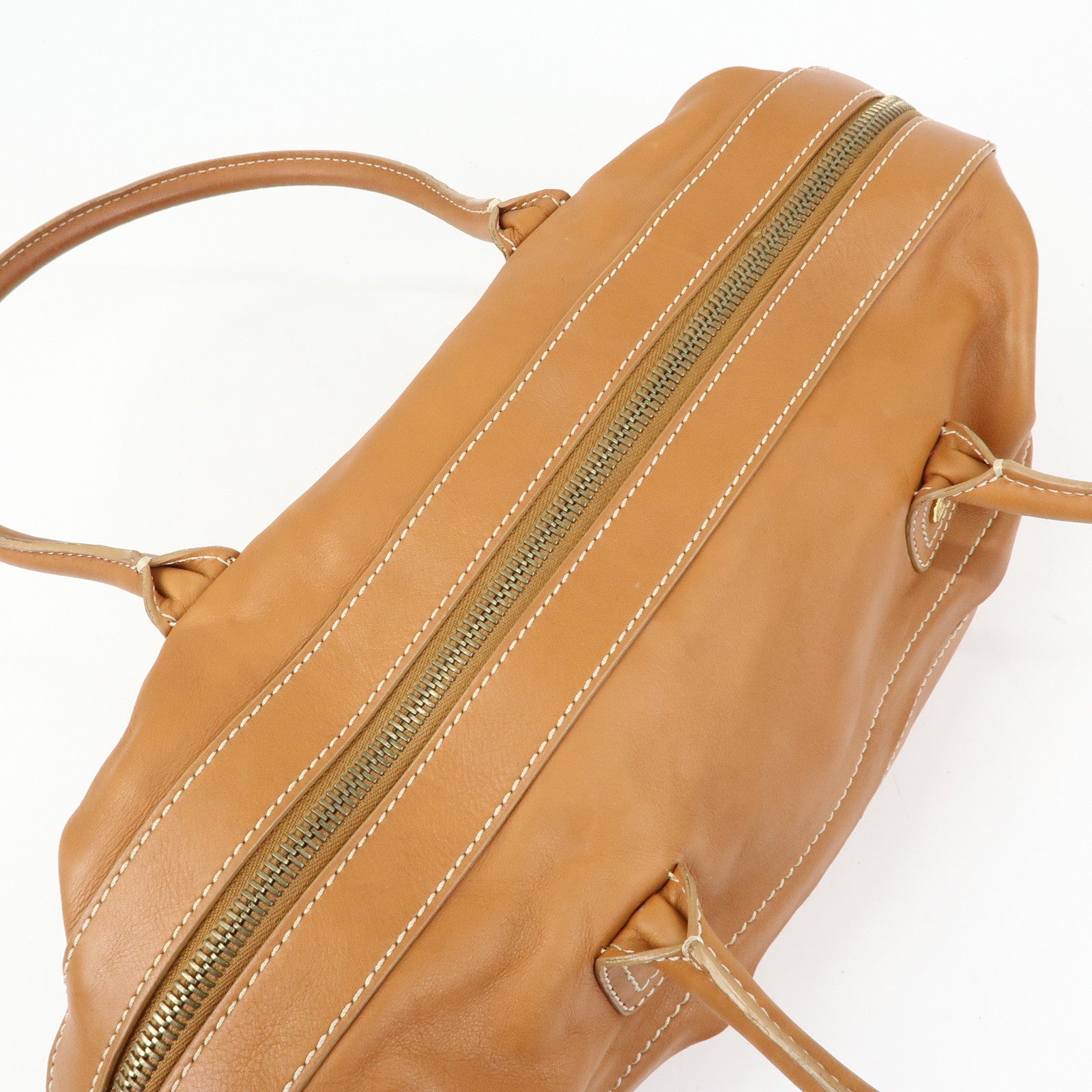 CELINE Leather Hand Bag Shoulder Bag Camel