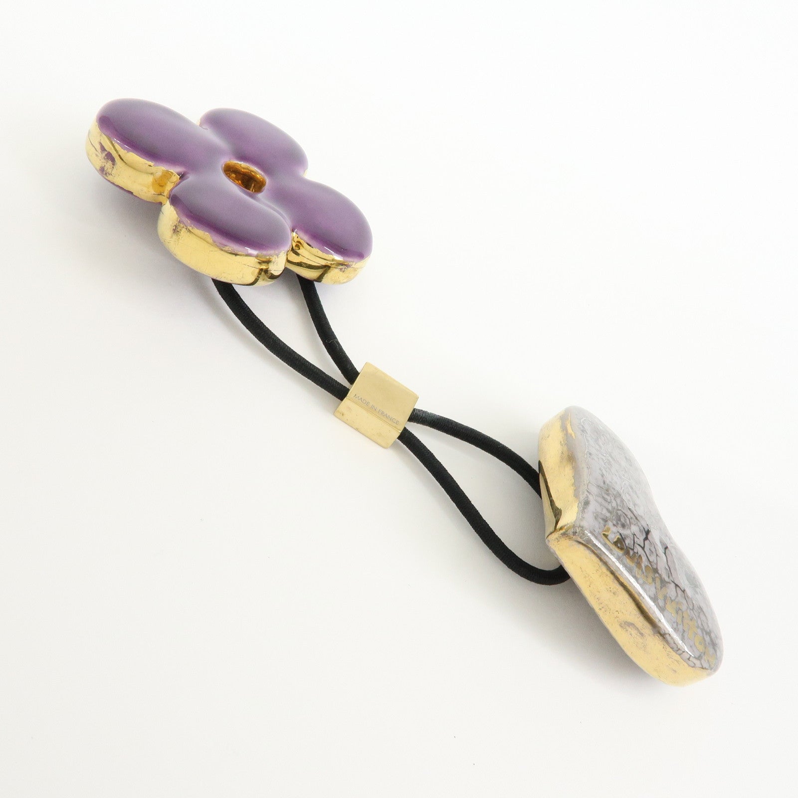 Louis Vuitton Hair Accessory Heart Flower Purple Gray Gold