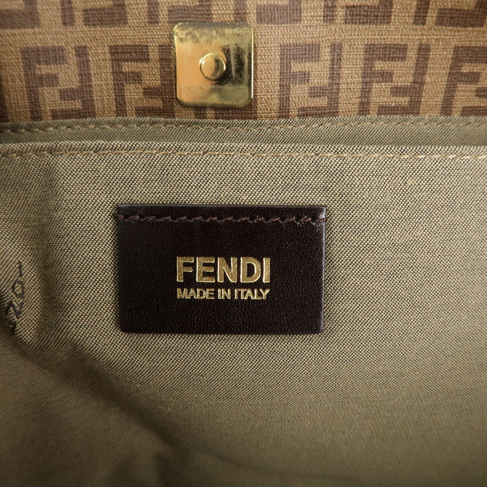 FENDI Zucchino PVC Tote Bag Shoulder Bag Hand Bag Brown 8BH238