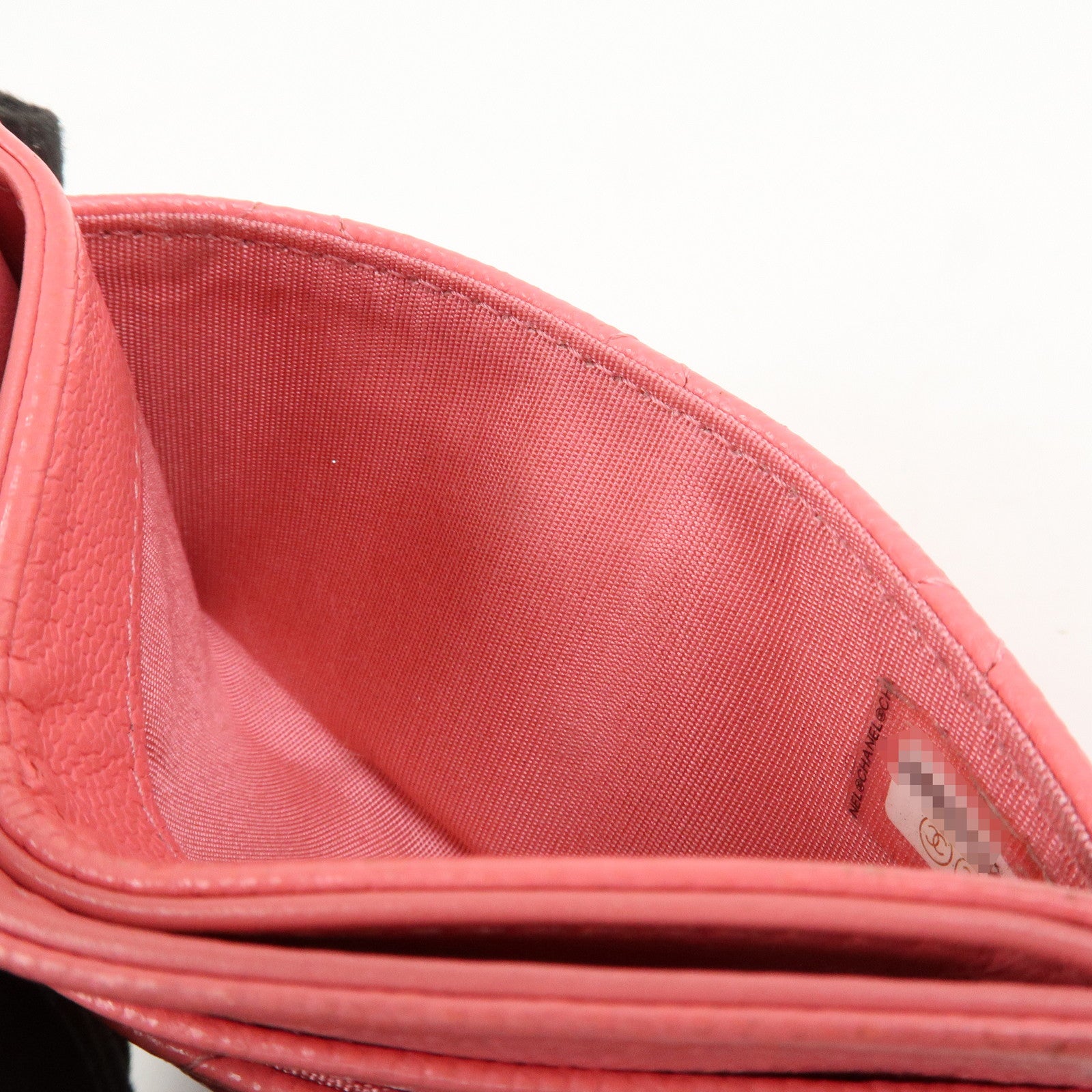 CHANEL COCO Mark Matelasse Caviarskin Card Case Pink