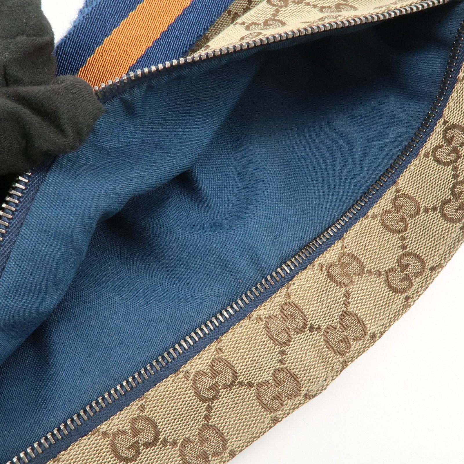 GUCCI Sherry GG Canvas Leather Waist Bag Crossbody Bag Brown 28566