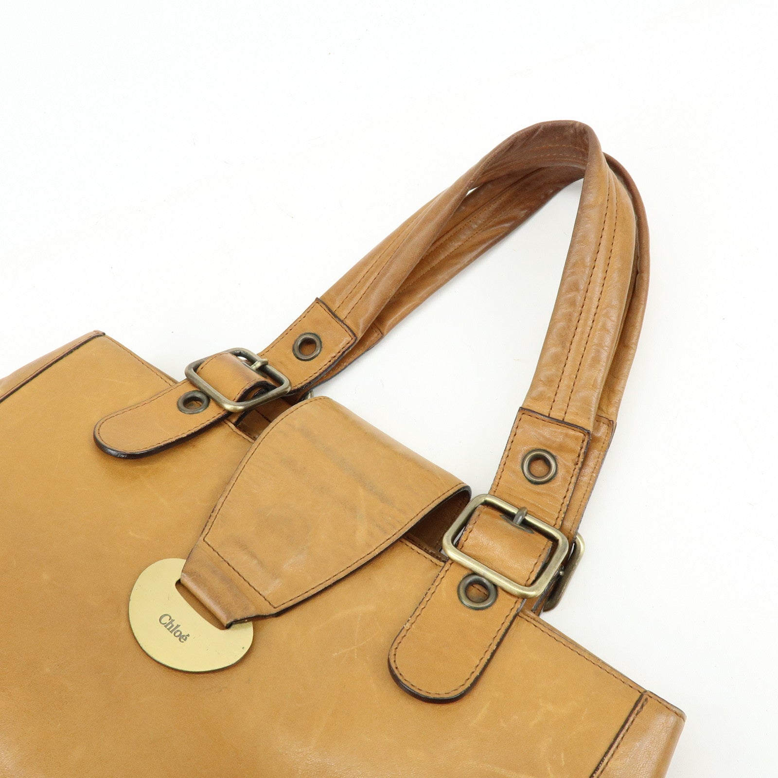 Chloe Maroquinerie Leather Tote Bag Shoulder Bag Hand Bag Brown