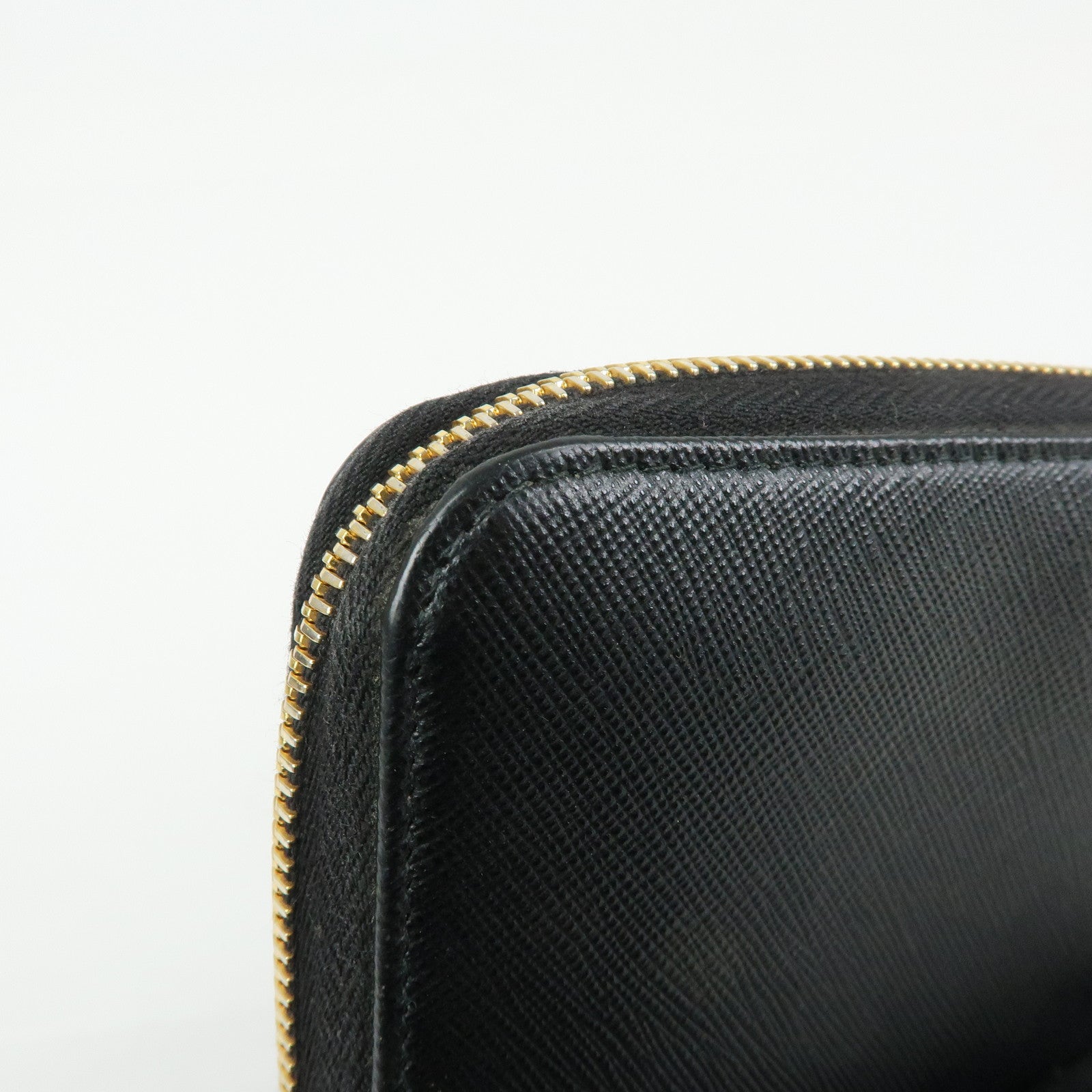 PRADA Logo Saffiano Leather Round Zippy Long Wallet Black 1ML506