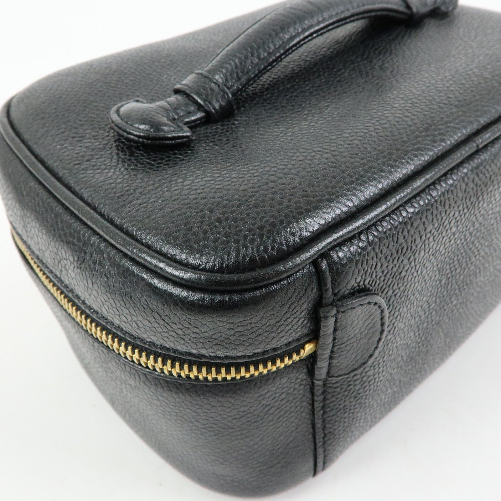 CHANEL COCO Mark Caviarskin Hand Bag Vanity Case Black A01997
