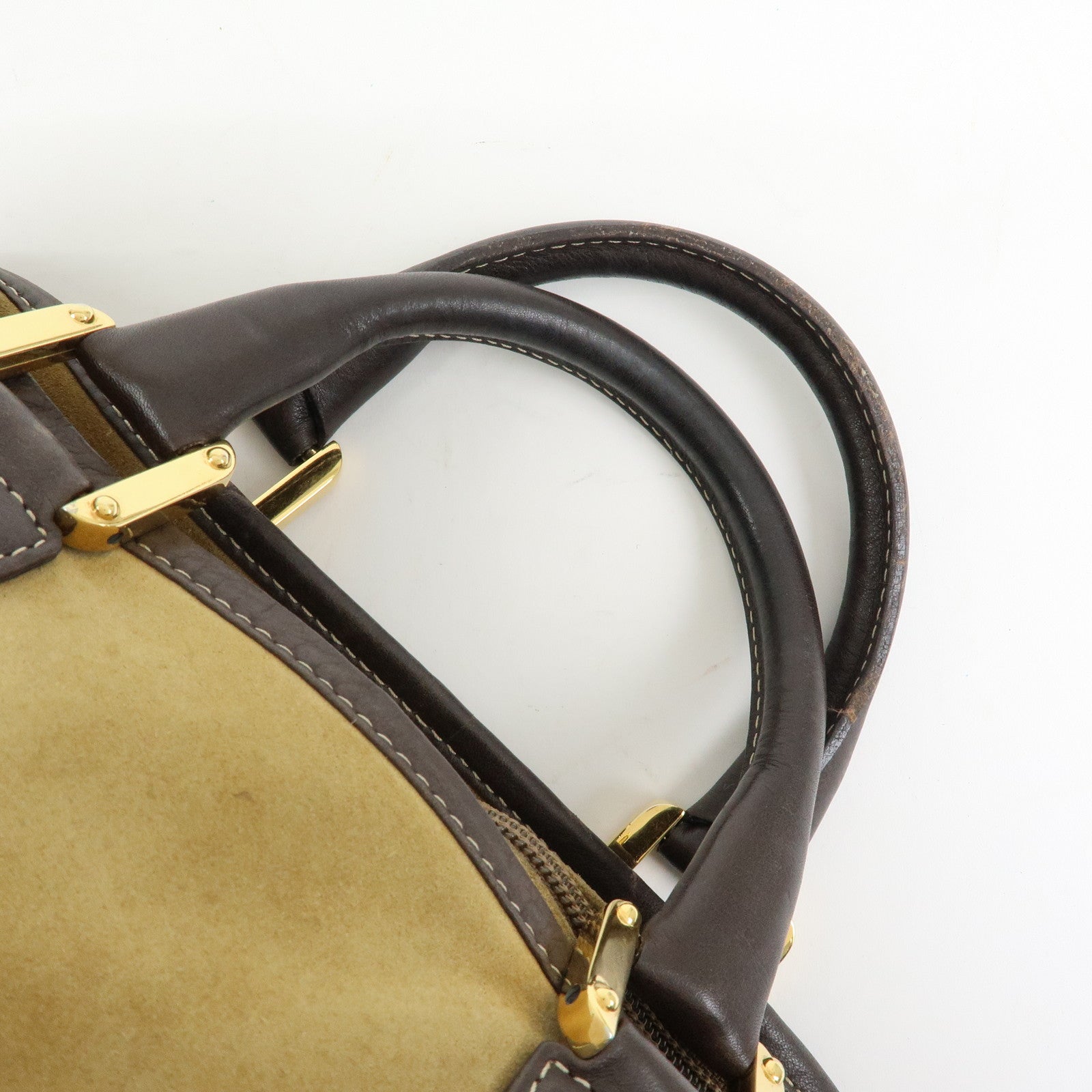 LOEWE Anagram Suede Leather Amazona 32 Hand Bag Boston Bag Brown