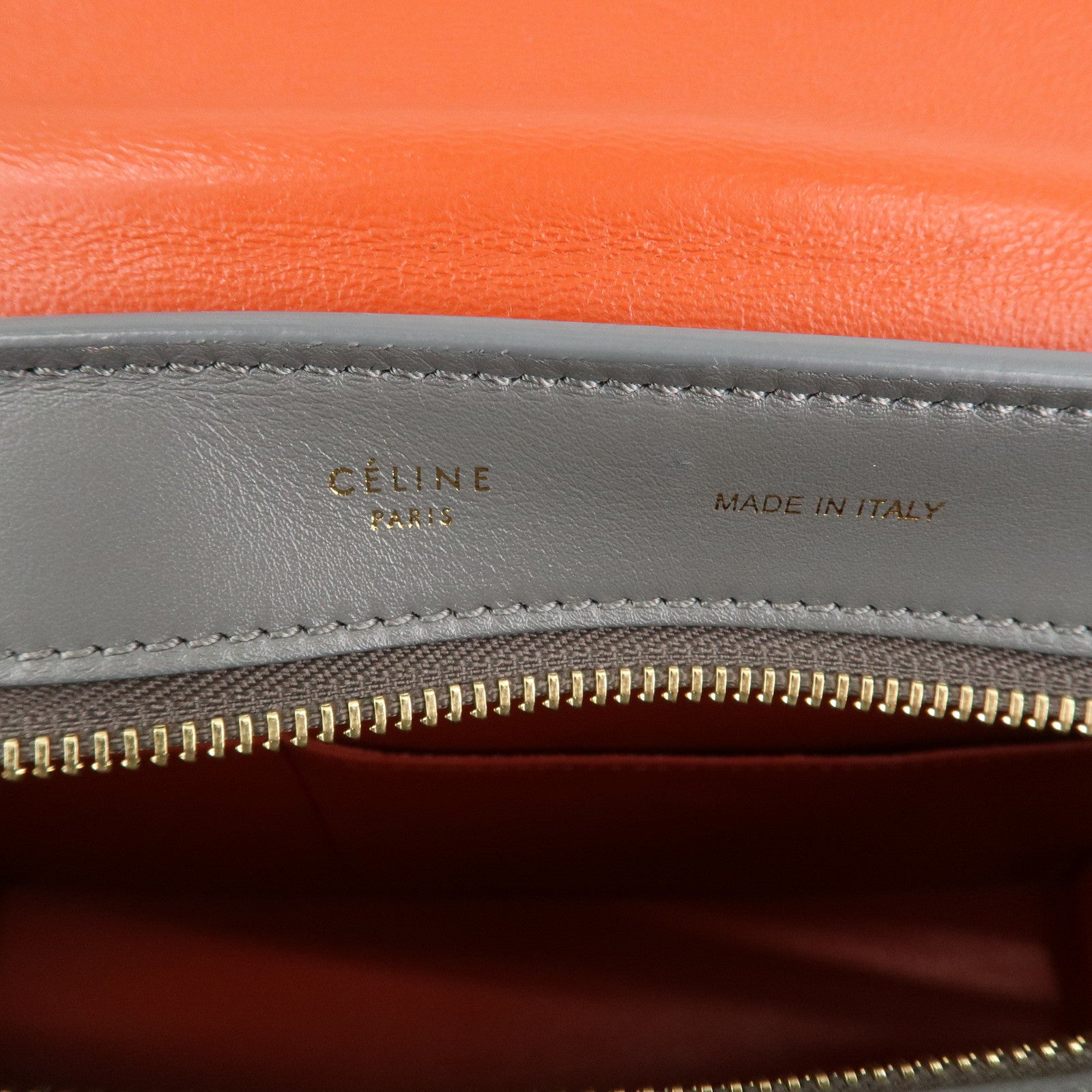 CELINE Trapeze Leather Suede 2Way Hand Shoulder Bag Black Orange