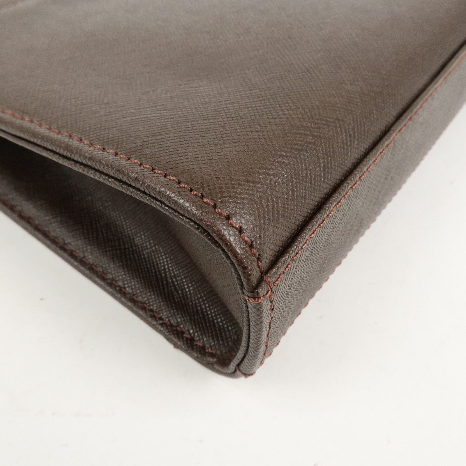 BURBERRY Leather Clutch Bag Hand Bag Pouch Brown