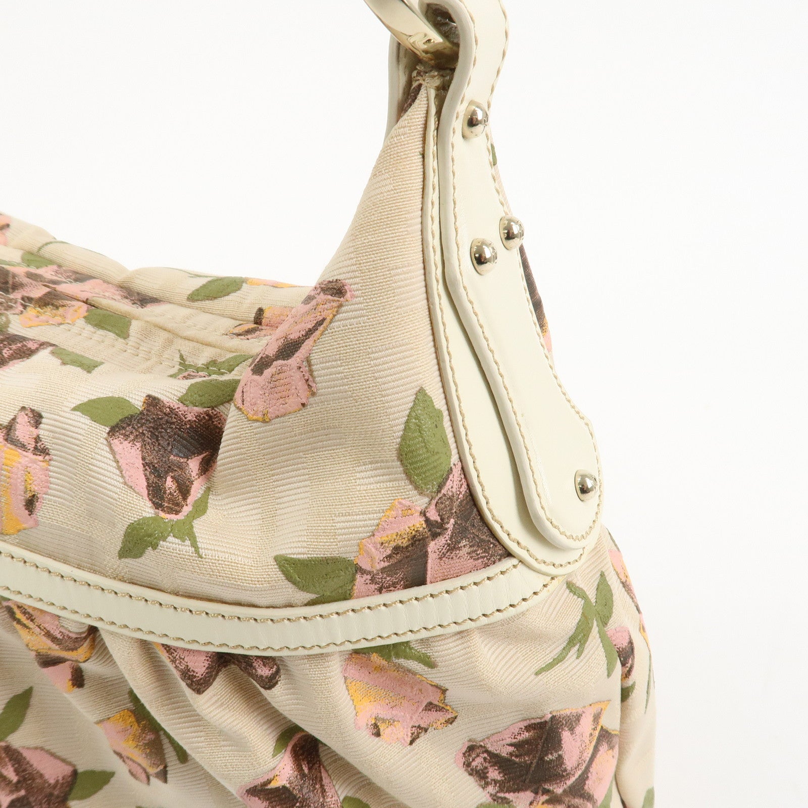 FENDI Canvas Leather Shoulder Bag Hand Bag Pink Ivory 8BR448