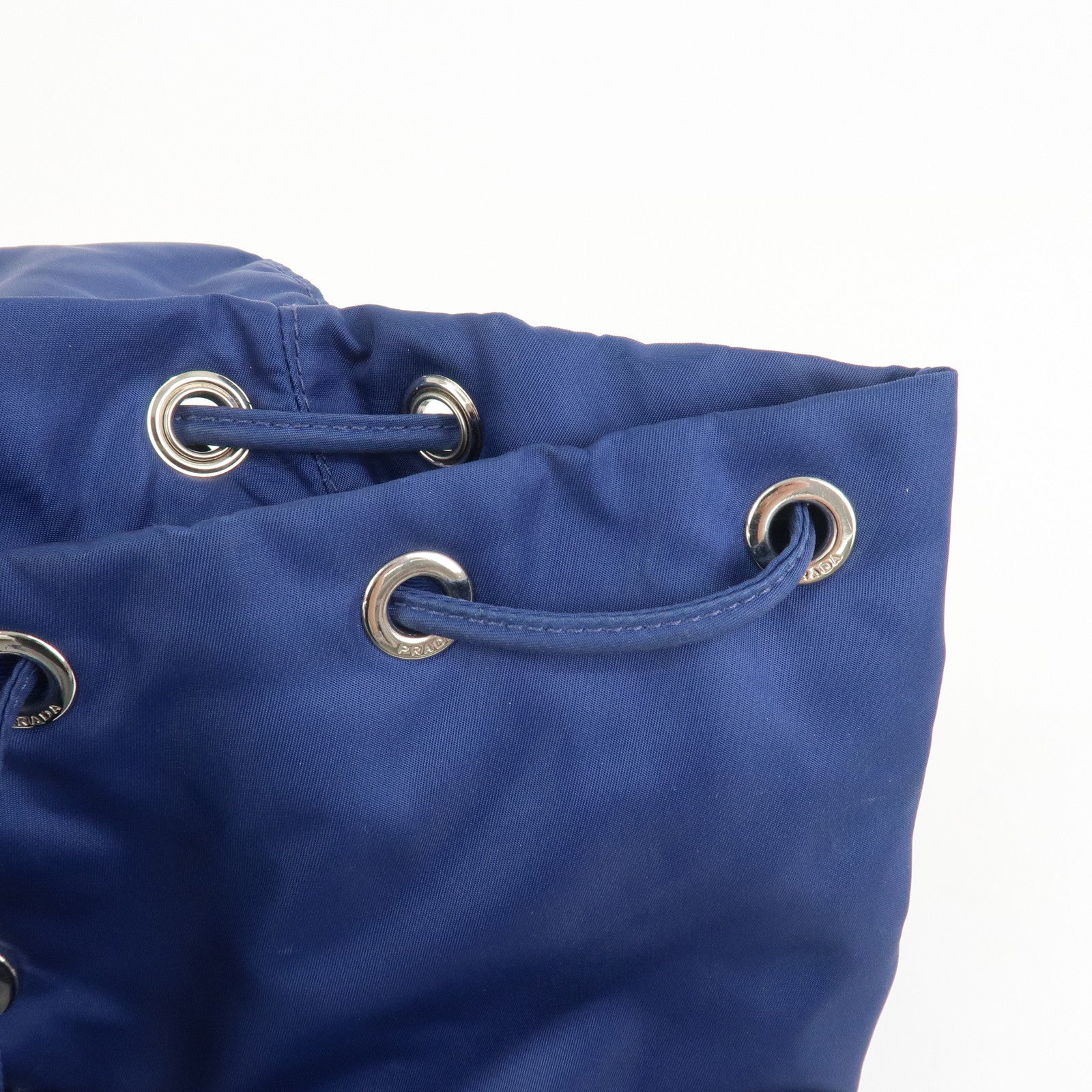 PRADA Triangle Logo Nylon Saffiano Leather Backpack Navy BZ0032