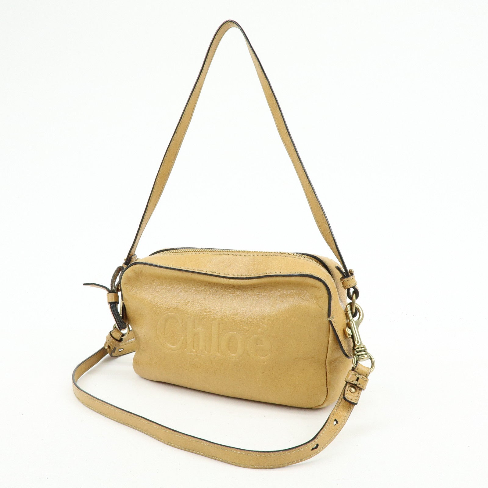 Chloe Shadow Leather 2Way Bag Shoulder Bag Light Brown