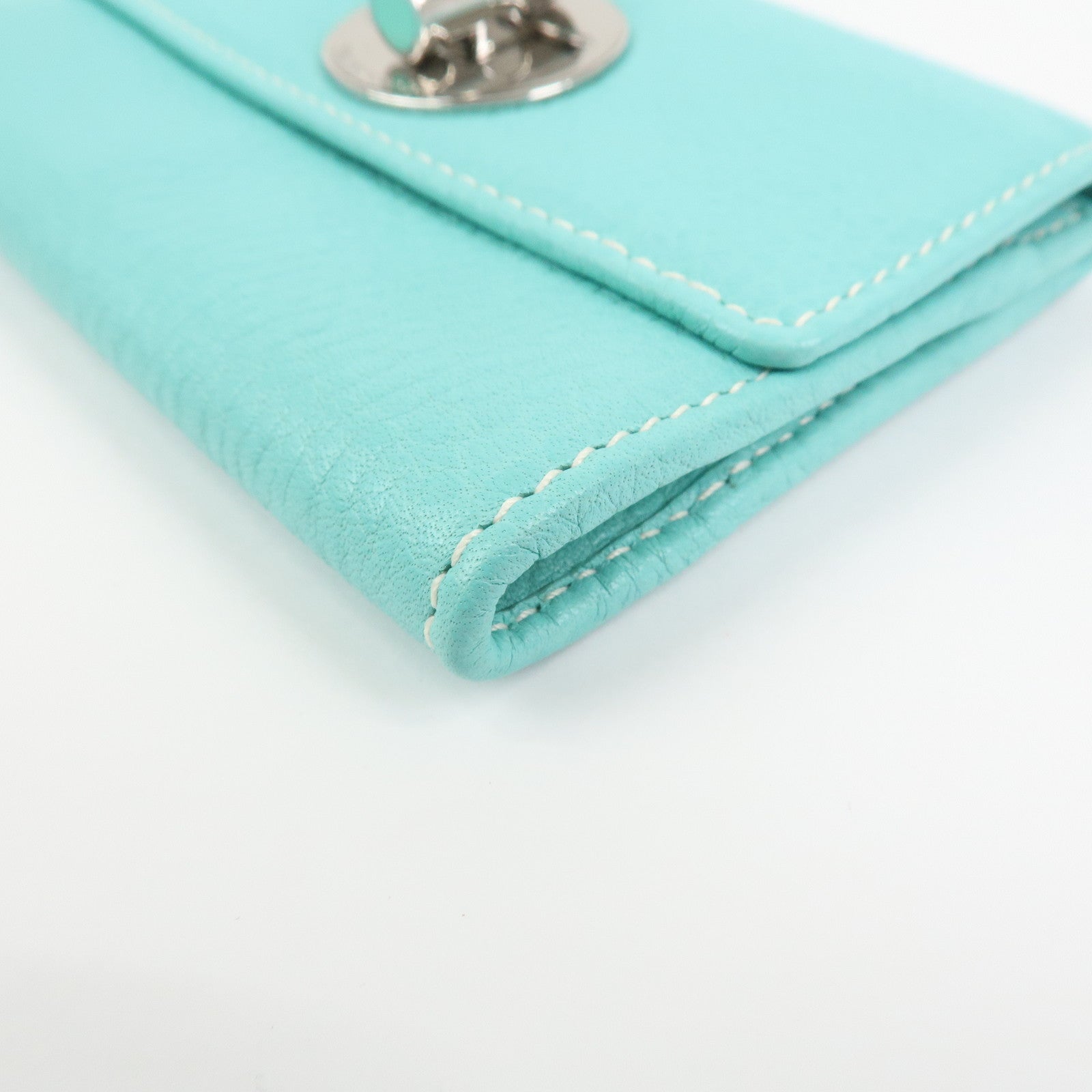 Tiffany & Co Leather Compact Bi-fold Wallet Tiffany Light Blue