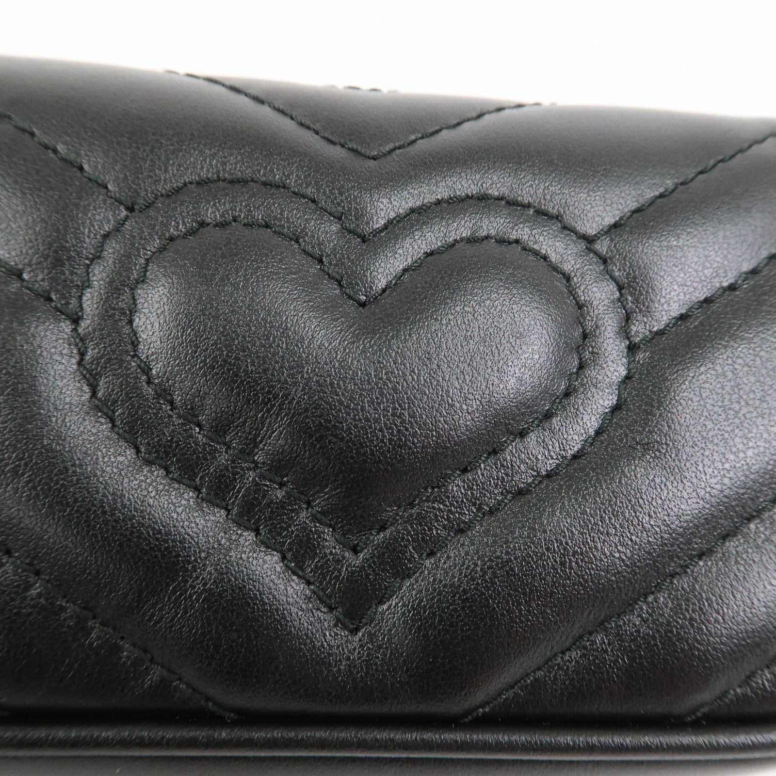 GUCCI GG Marmont Leather Chain Hand Bag Black 575161
