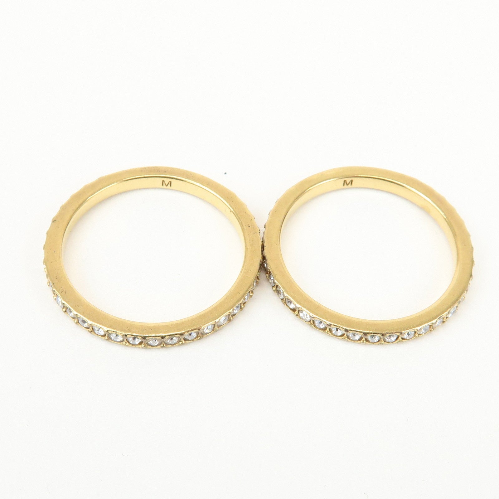 Christian Dior Code Metal Rhinestone Three-band Ring M Gold