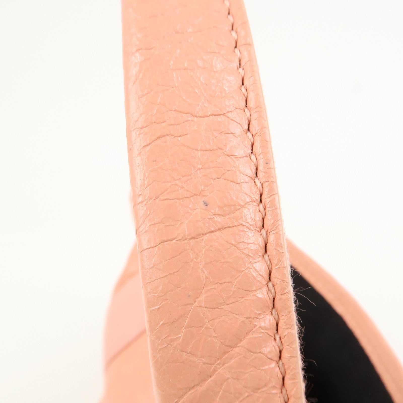 BALENCIAGA Navy Cabas M Canvas Leather Tote Bag Hand Bag Pink