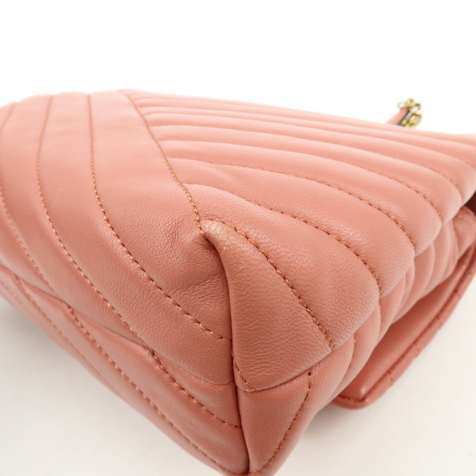 TORY BURCH Double T Kira Leather Chain Shoulder Bag Hand Bag Pink