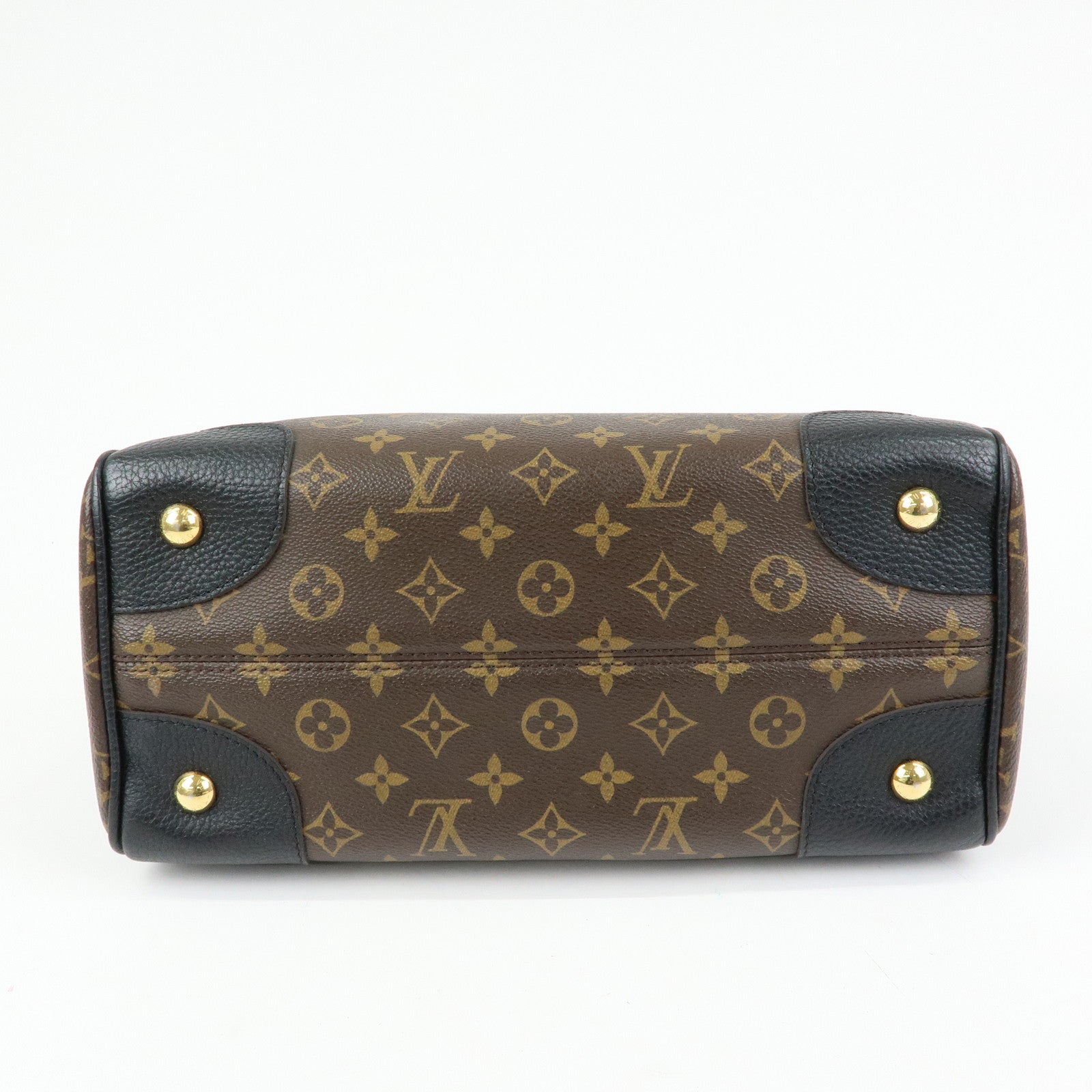Louis Vuitton Monogram Canvas Leather Retiro Hand Bag Brown M50058