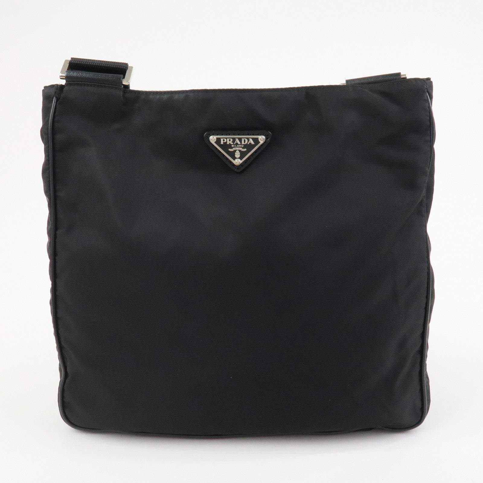 PRADA Nylon Saffiano Leather Shoulder Bag Black VA0269